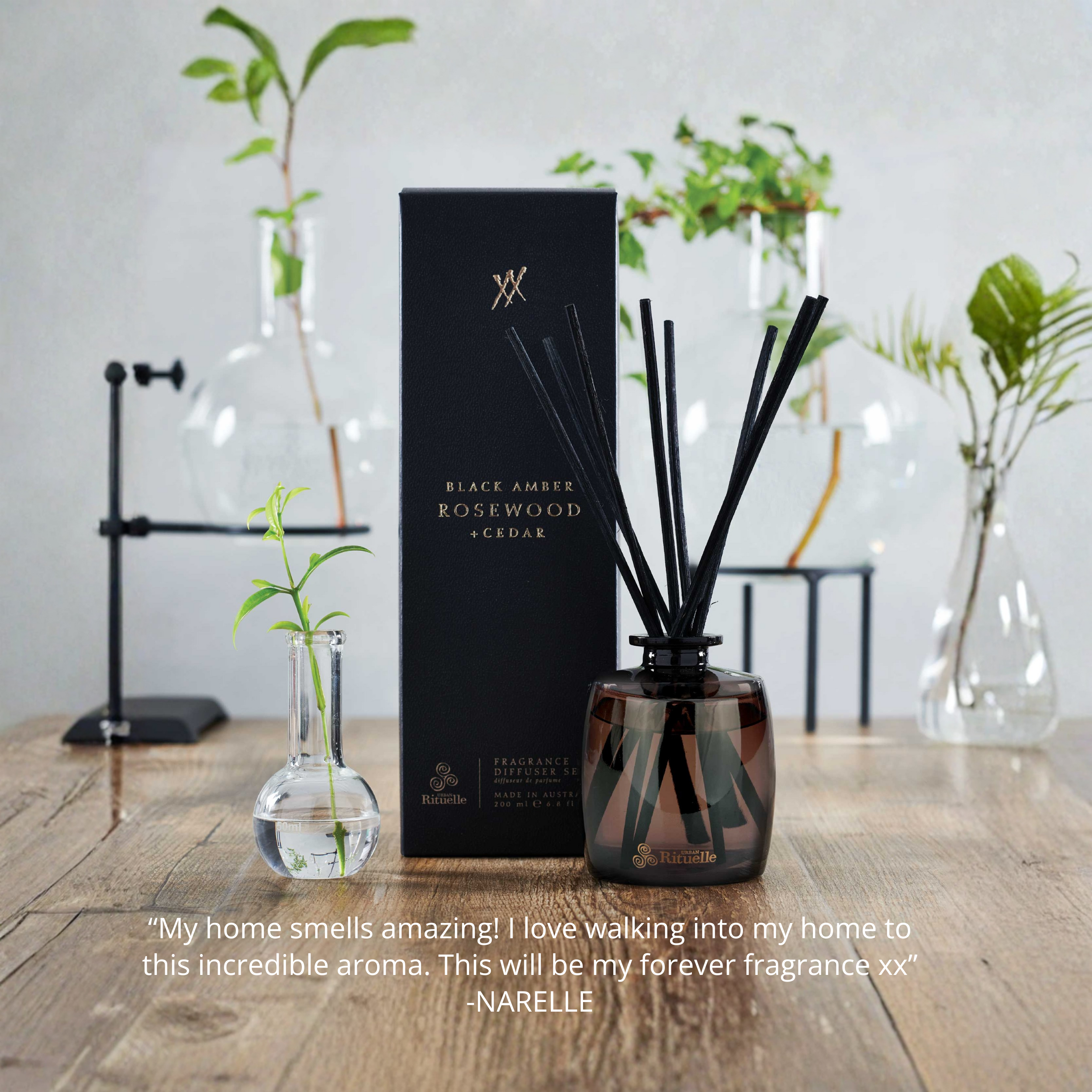 Black Amber, Rosewood & Cedar<br> Fragrance Diffuser Set | 200ml