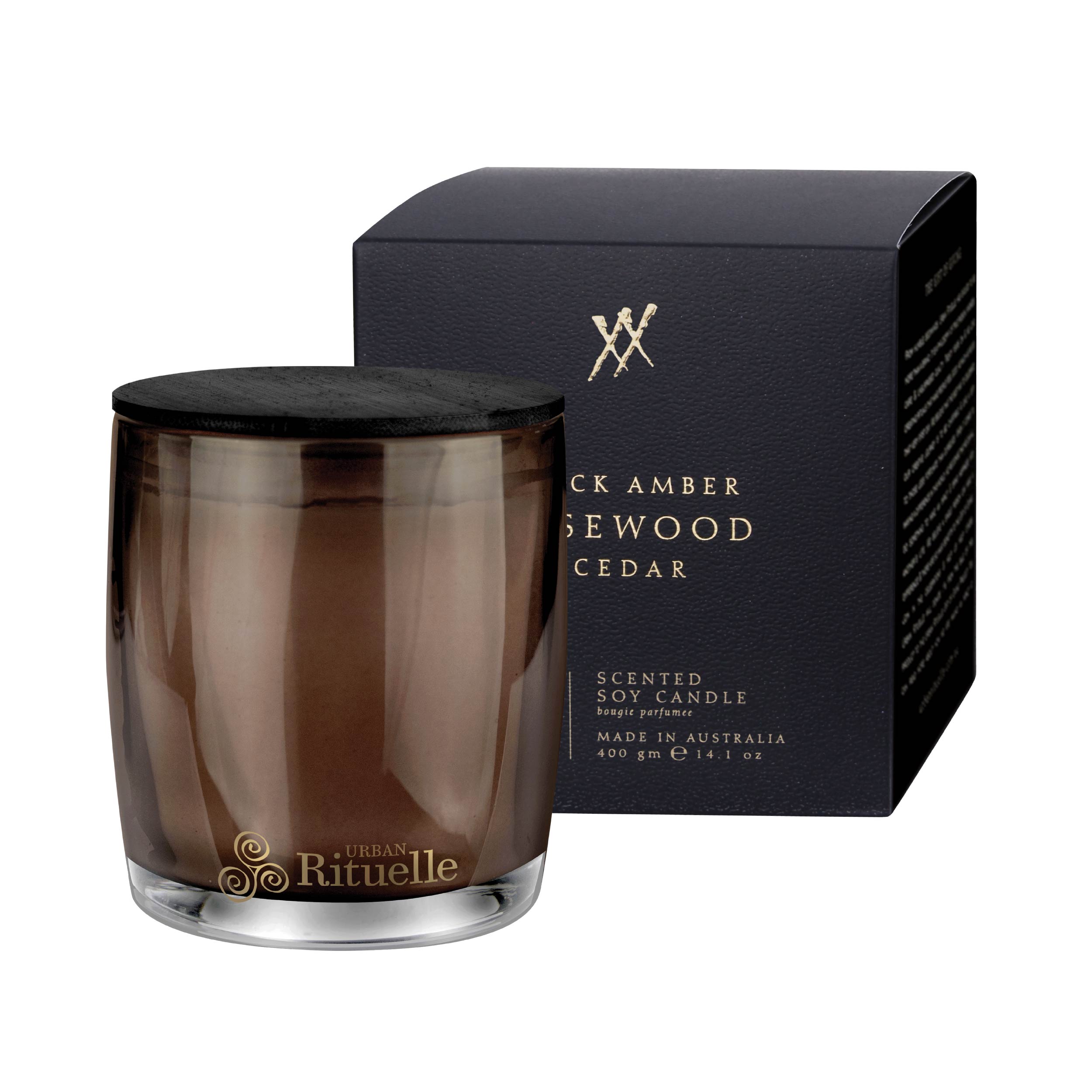 Black Amber, Rosewood & Cedar<br> Scented Soy Candle | 400gm