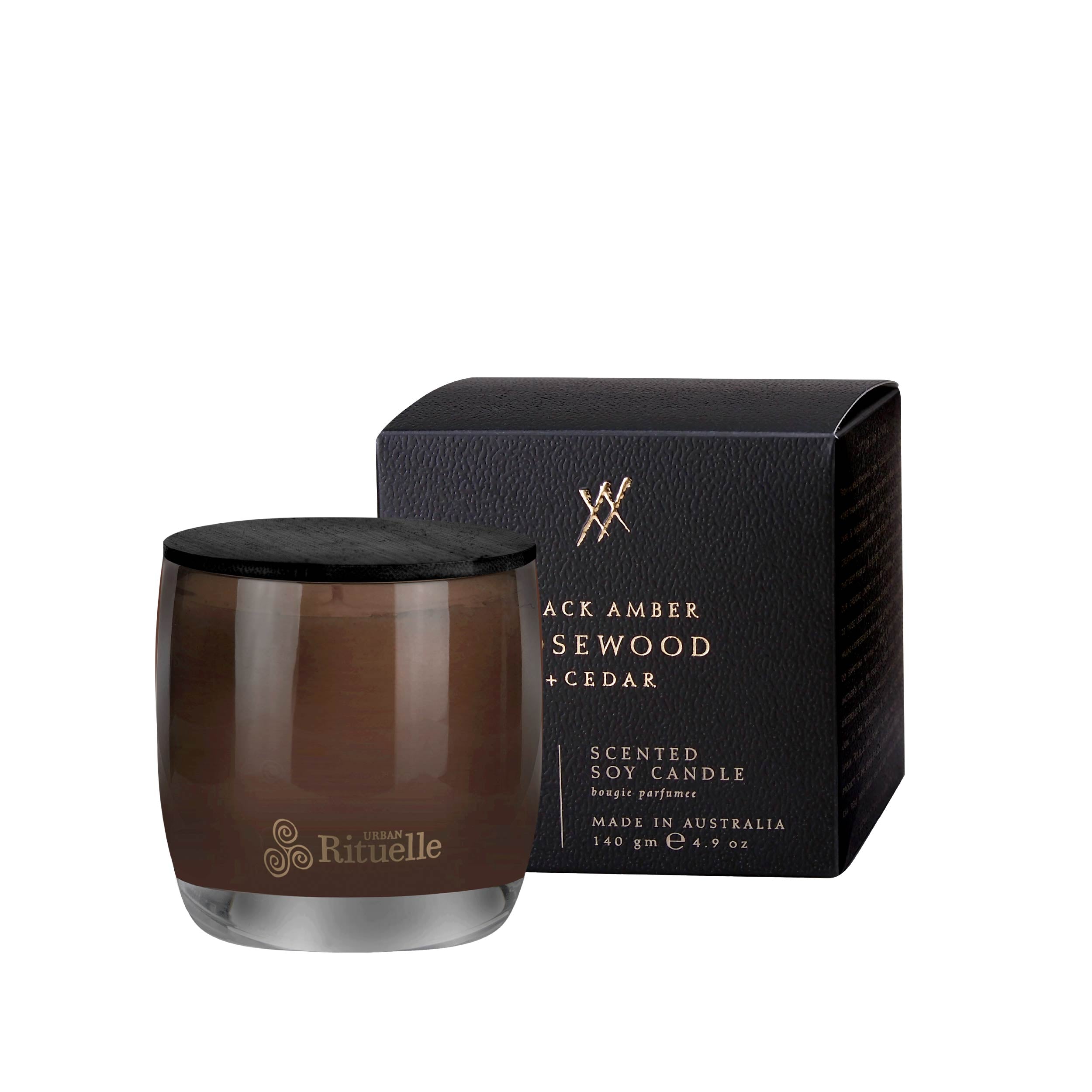 Black Amber, Rosewood & Cedar<br> Scented Soy Candle | 140gm