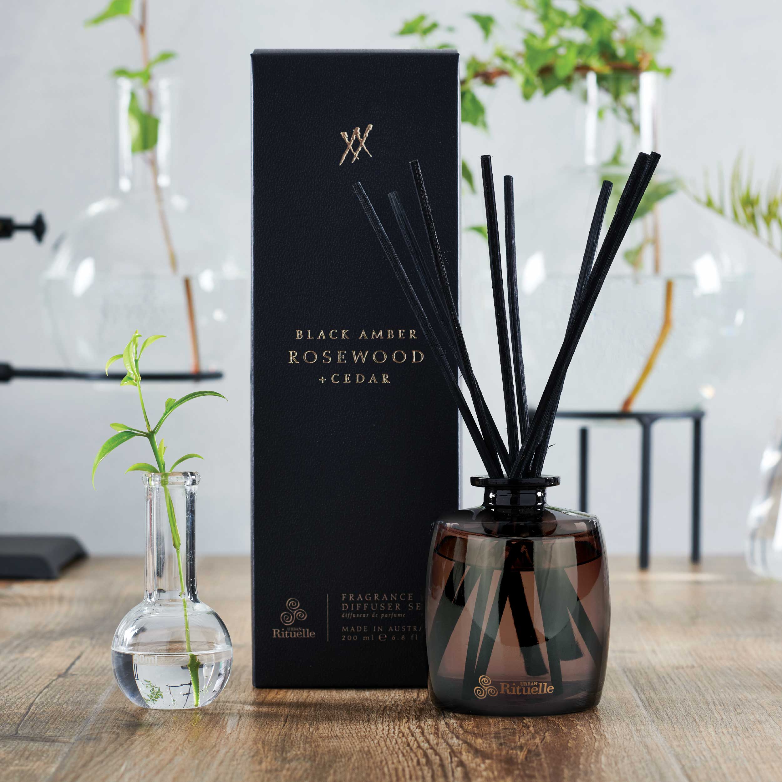 Black Amber, Rosewood & Cedar<br> Fragrance Diffuser Set | 200ml