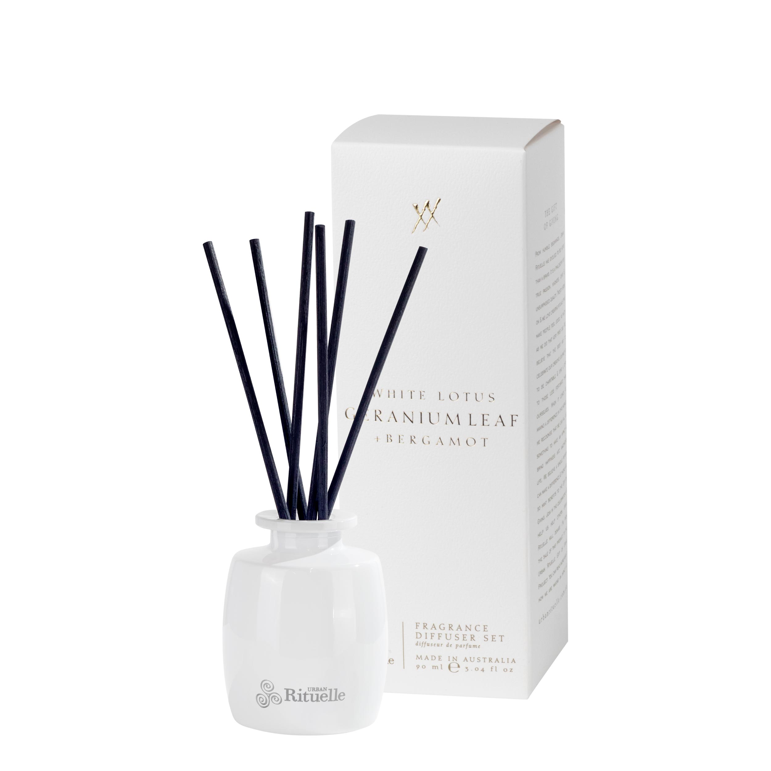 White Lotus, Geranium Leaf & Bergamot<br> Fragrance Diffuser Set | 90ml