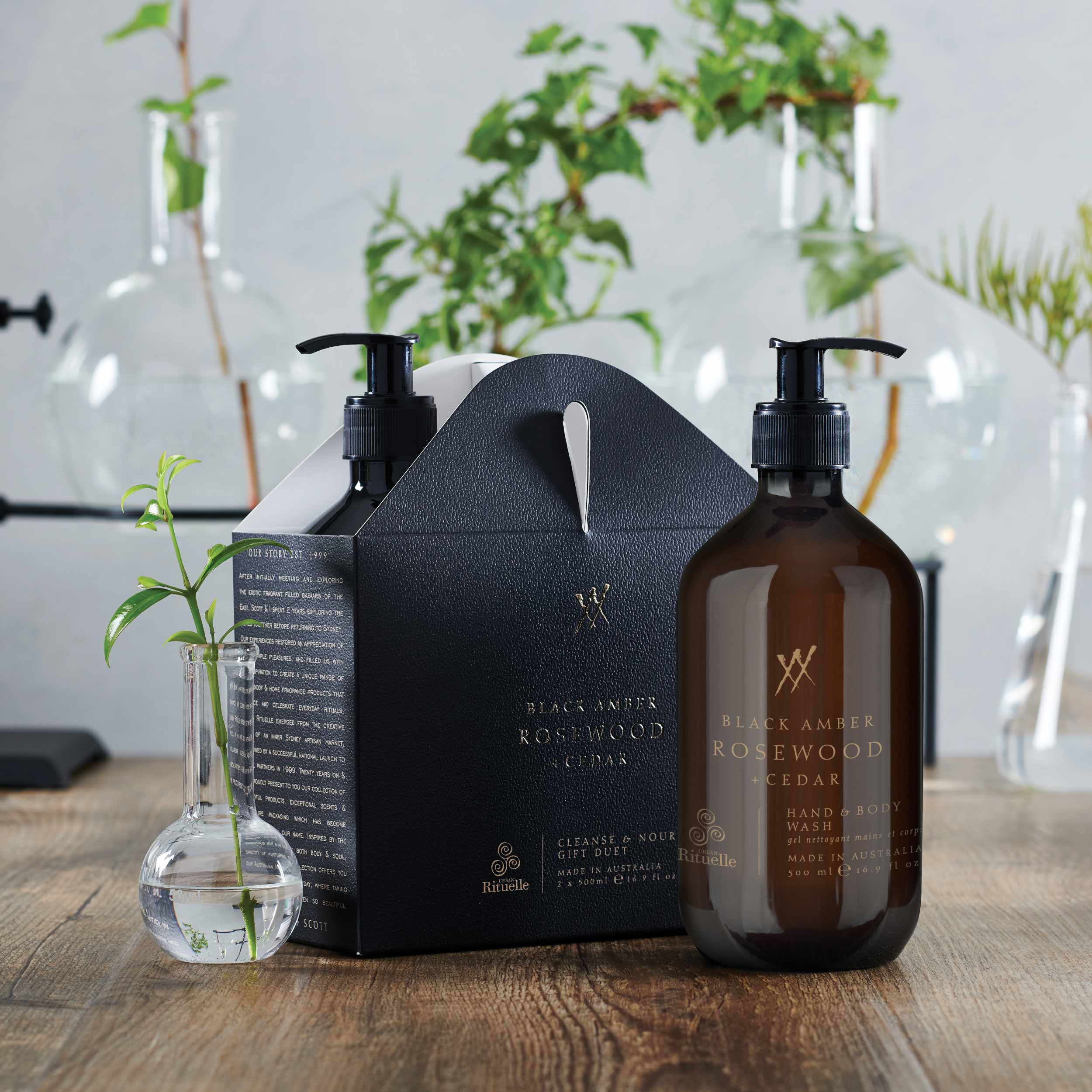 Black Amber, Rosewood & Cedar<br> Cleanse & Nourish Gift Duet | 2 x 500ml