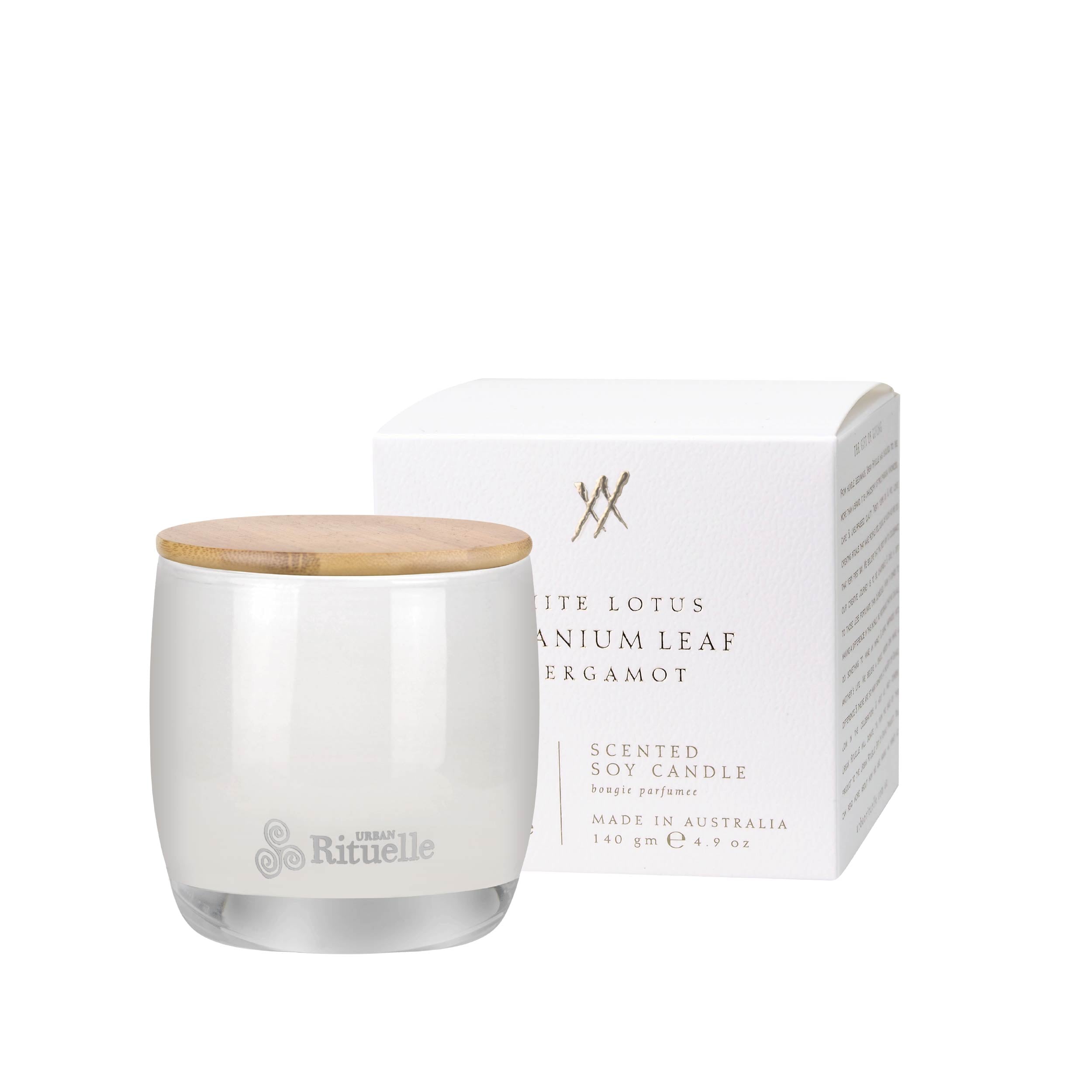 White Lotus, Geranium Leaf & Bergamot<br> Scented Soy Candle | 140gm