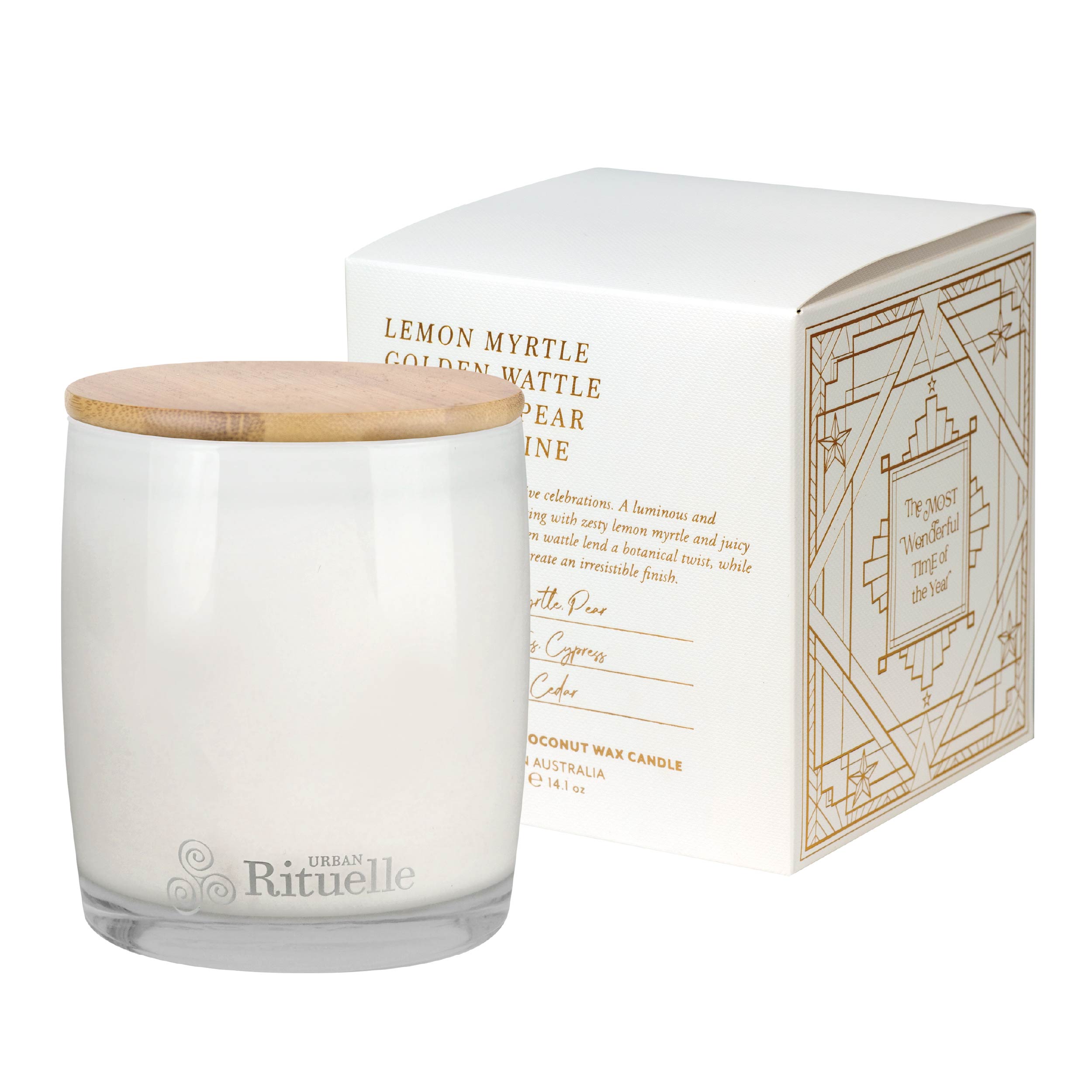 Lemon Myrtle, Golden Wattle, Poached Pear, Cypress Pine <br>TESTER: Scented Soy Candle | 400gm