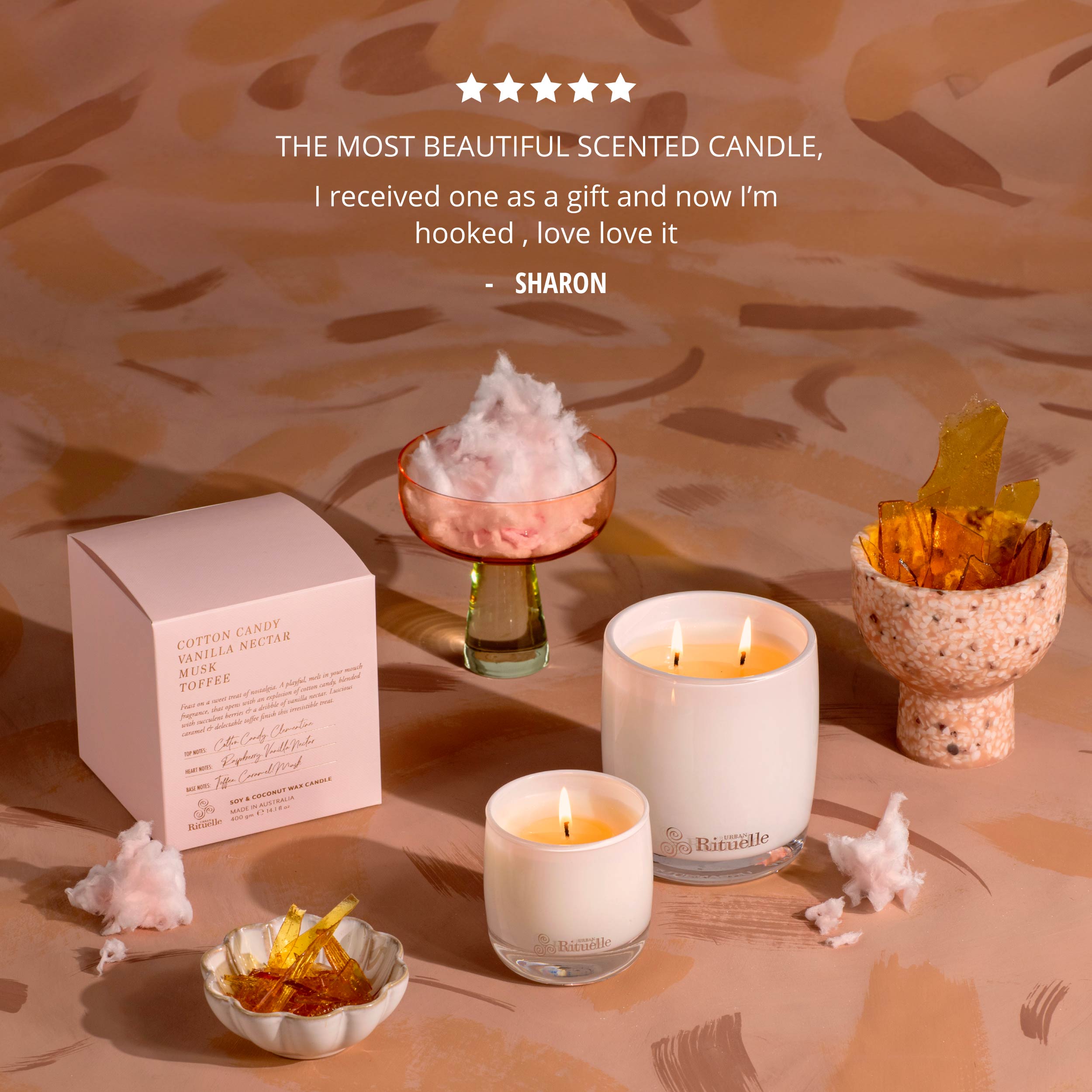 Apotheca Single Fragrance Package - Cotton Candy, Vanilla Nectar, Musk, Toffee