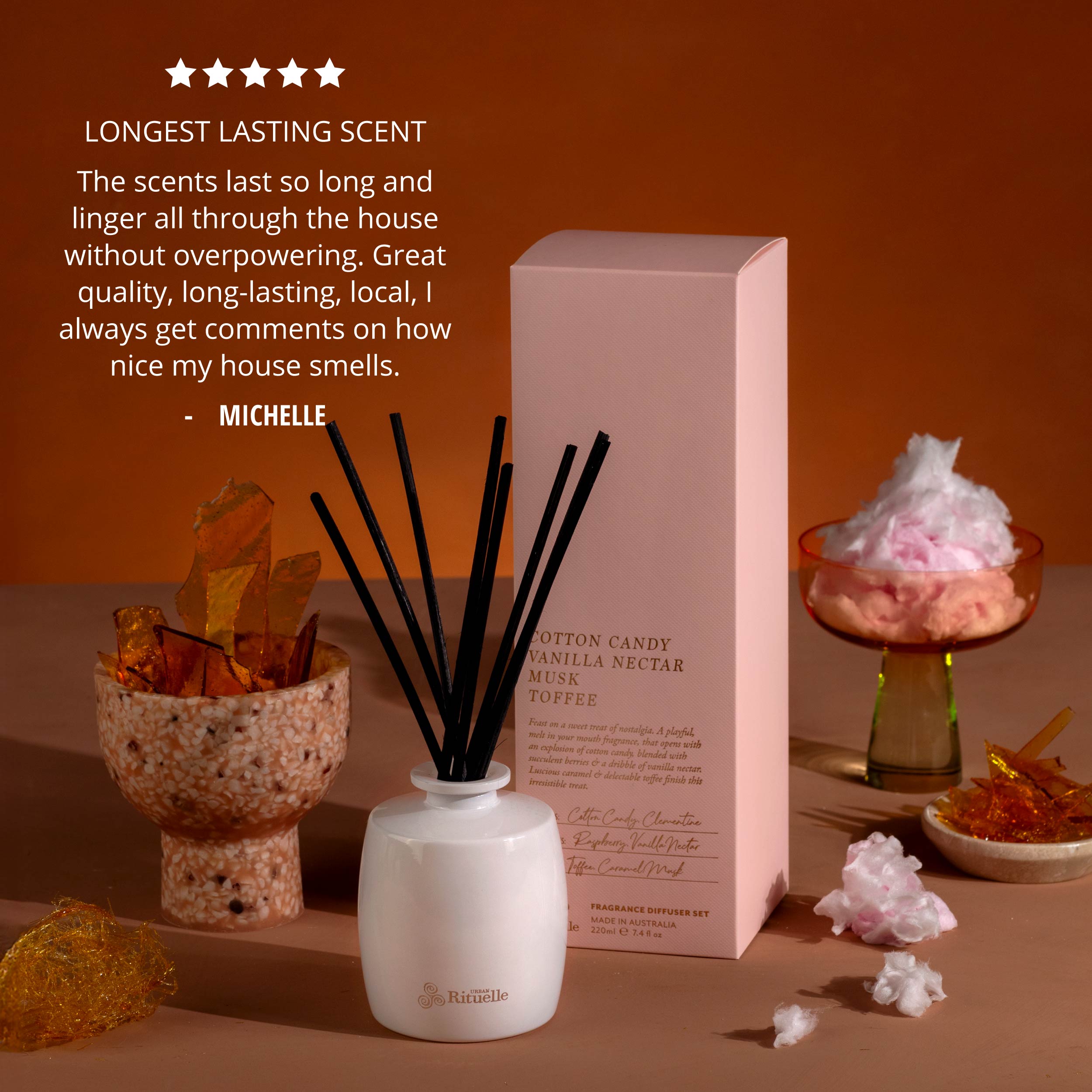 Apotheca Single Fragrance Package - Cotton Candy, Vanilla Nectar, Musk, Toffee