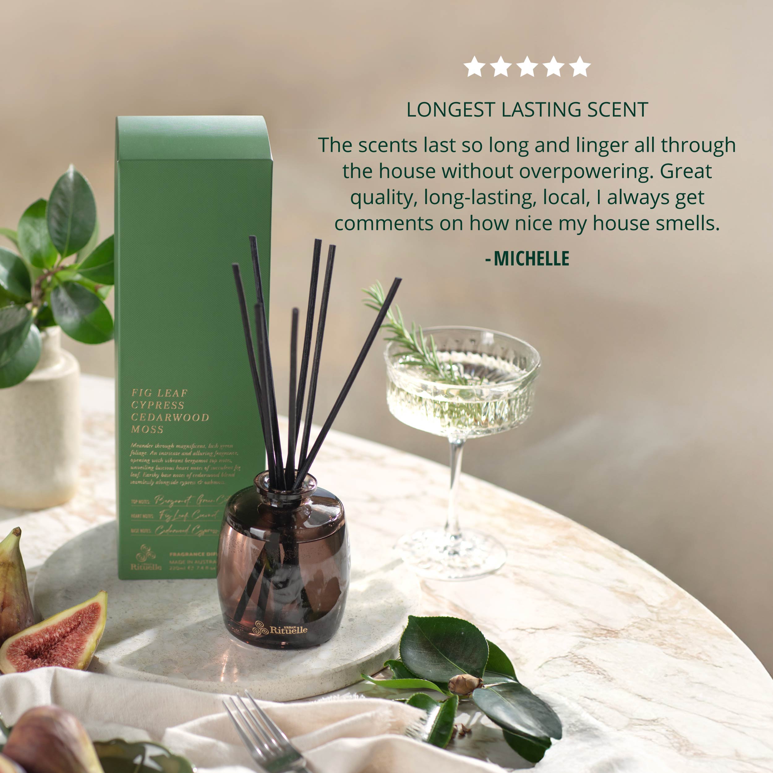 Fig Leaf, Cypress, Cedarwood, Moss<br>Fragrance Diffuser Set | 220ml