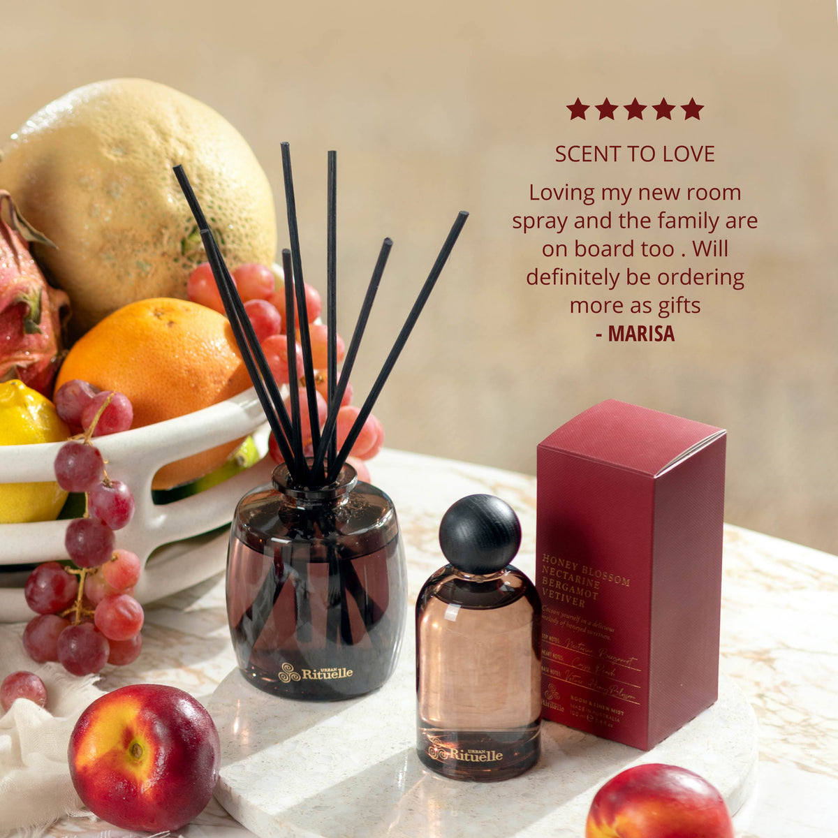 Nectarine, Honey Blossom, Bergamot, Vetiver<br> Fragrance Diffuser Set | 220ml