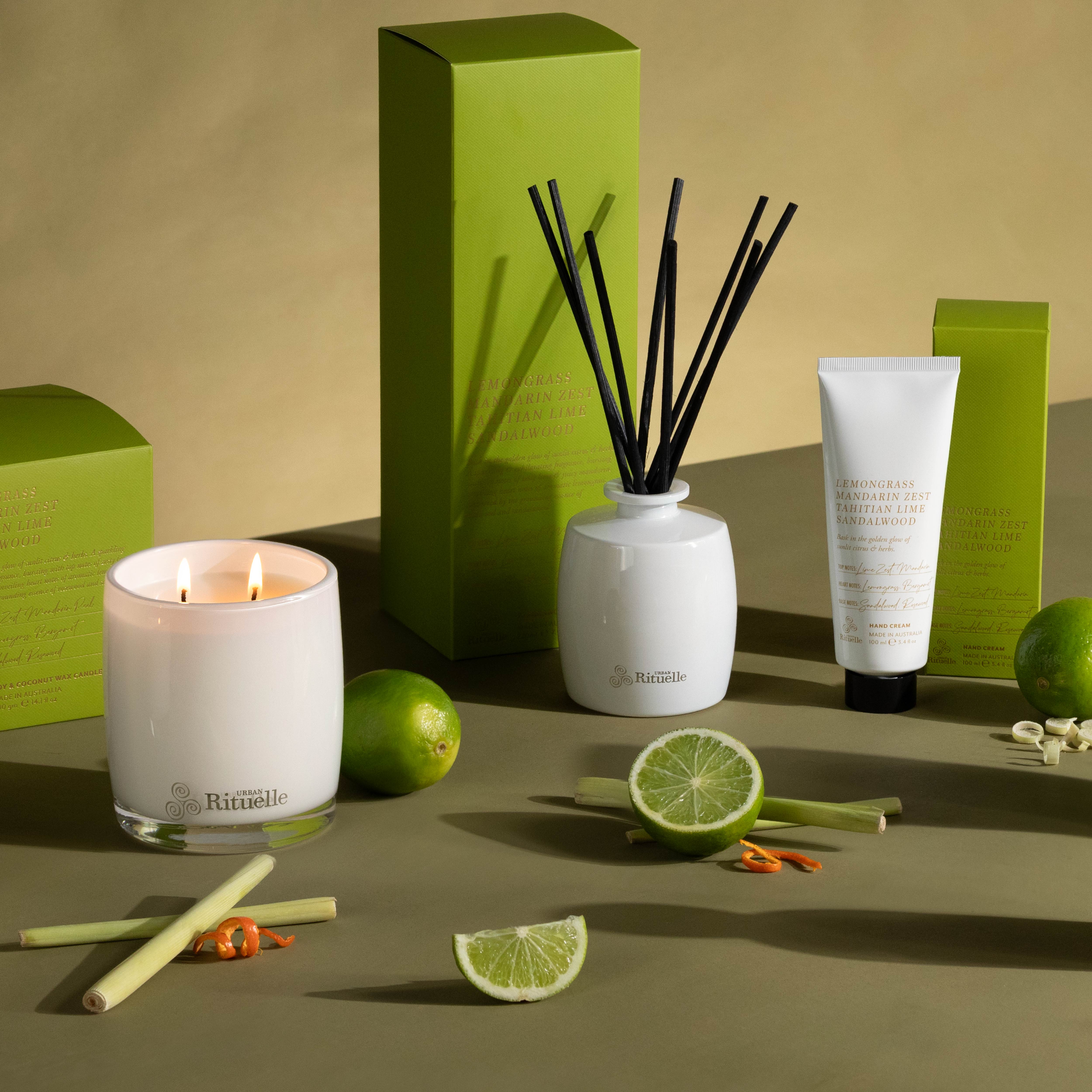 Lemongrass, Mandarin Zest, Tahitian Lime, Sandalwood<br> Scented Soy Candle | 400gm