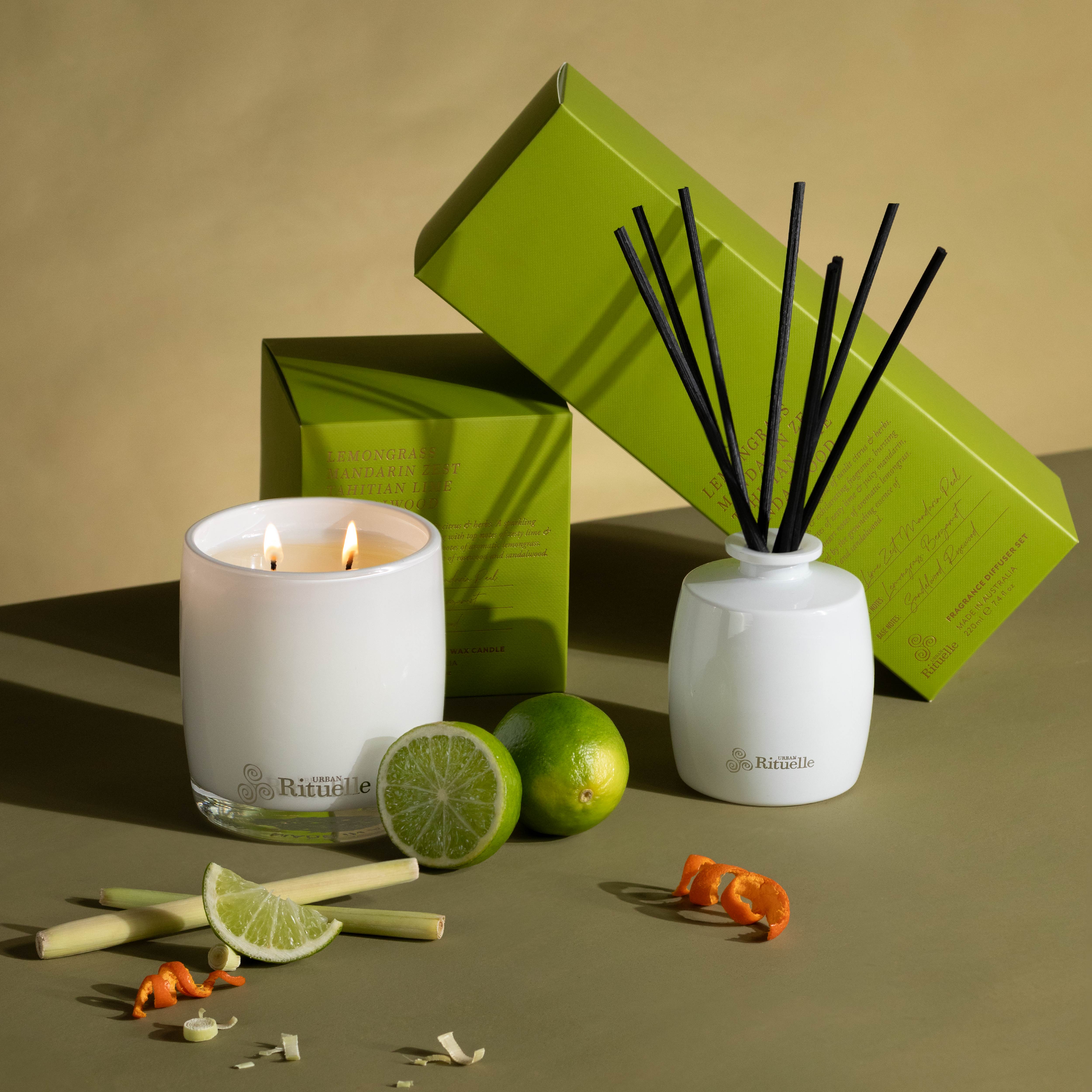Lemongrass, Mandarin Zest, Tahitian Lime, Sandalwood<br> Scented Soy Candle | 140gm