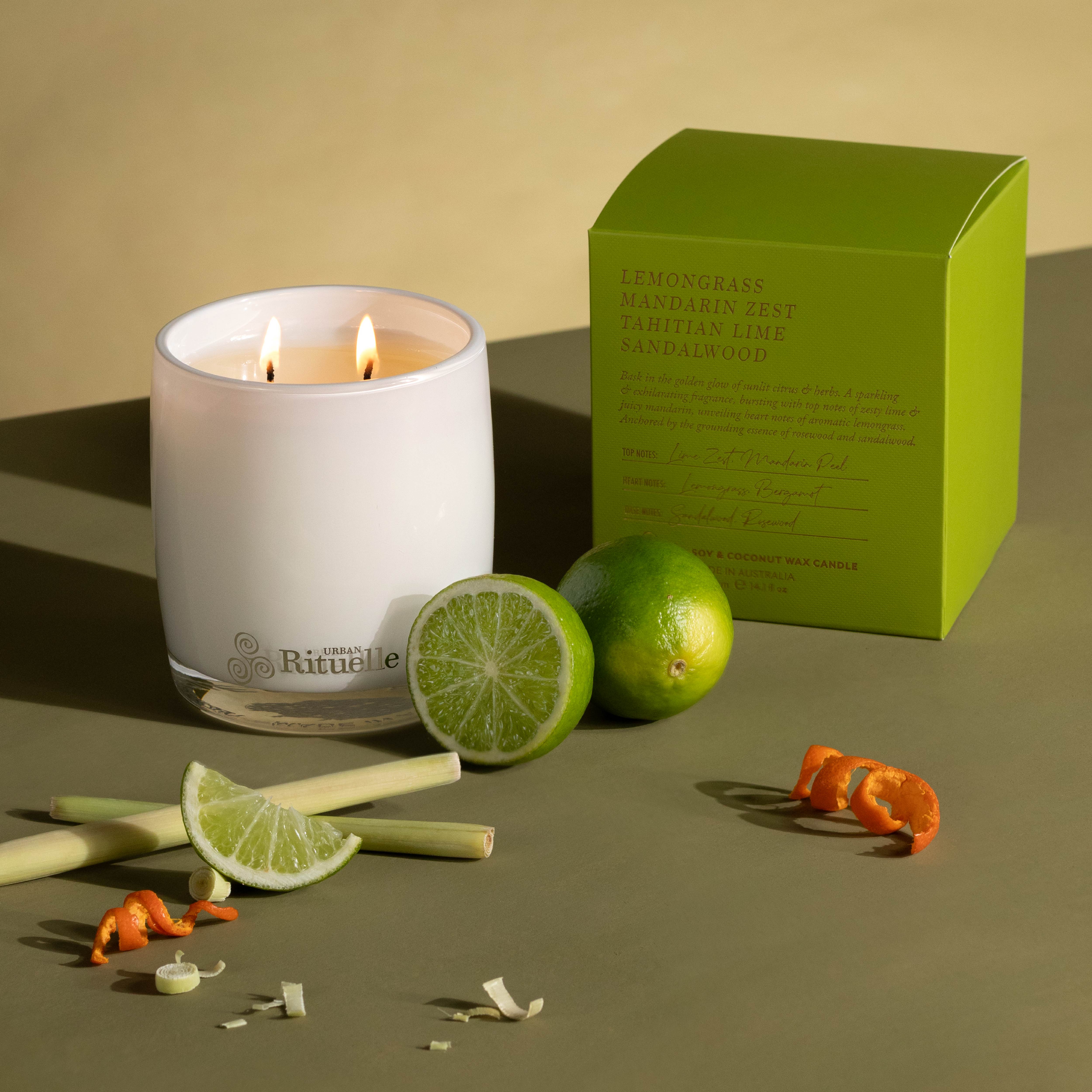 Lemongrass, Mandarin Zest, Tahitian Lime, Sandalwood<br> Scented Soy Candle | 400gm
