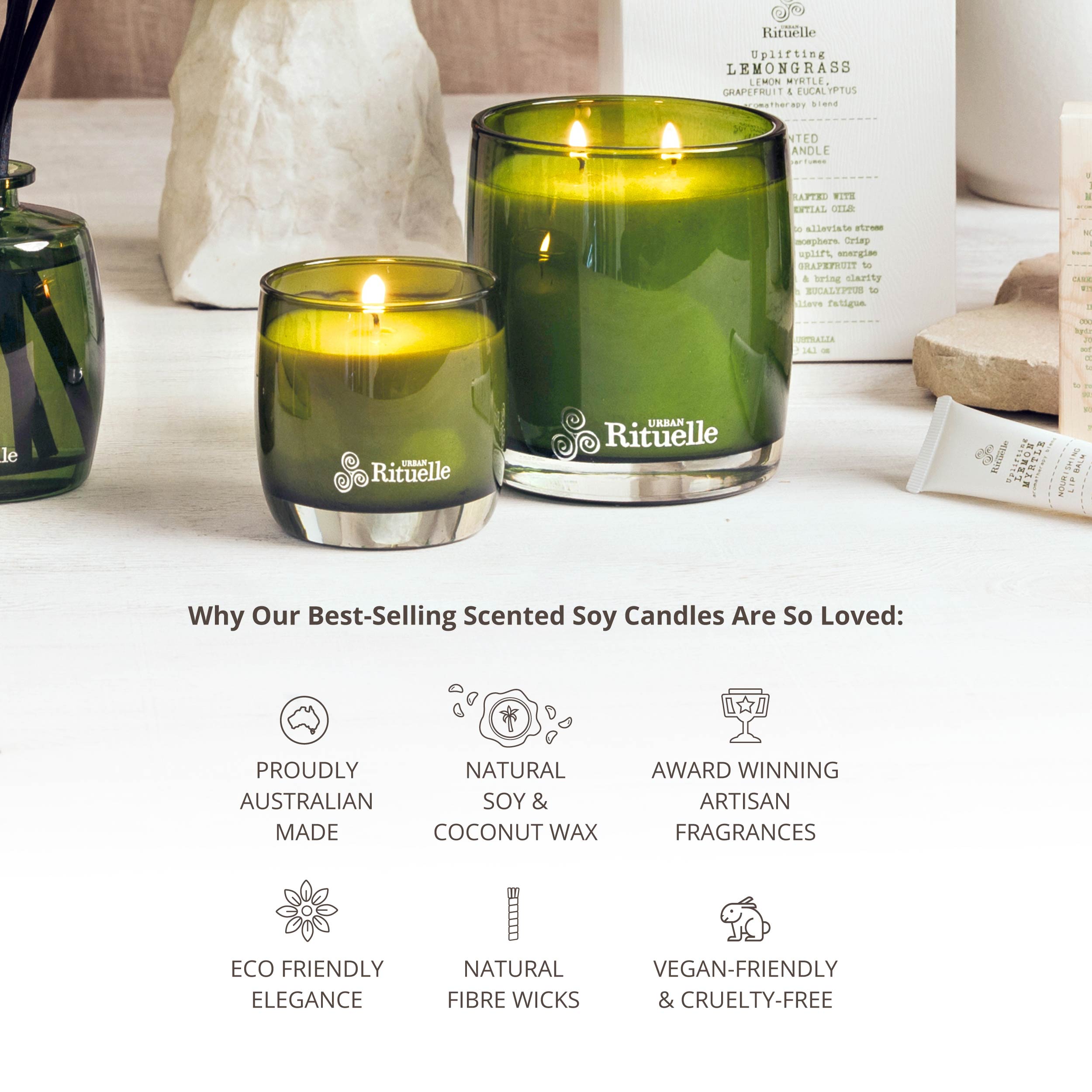 Lemongrass, Lemon Myrtle, Grapefruit & Eucalyptus<br> Scented Soy Candle | 400gm