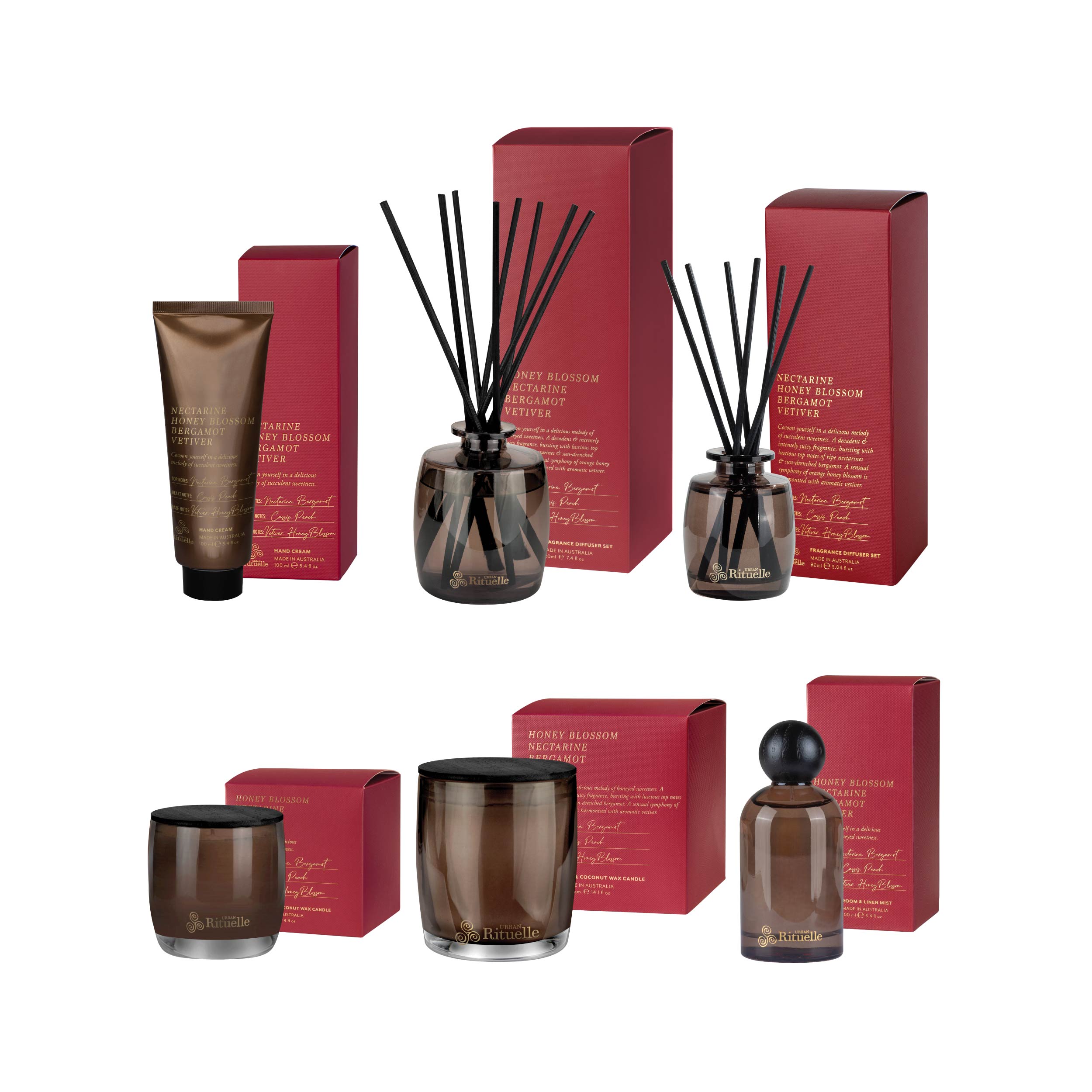 Apotheca Single Fragrance Package - Nectarine, Honey Blossom, Bergamot, Vetiver