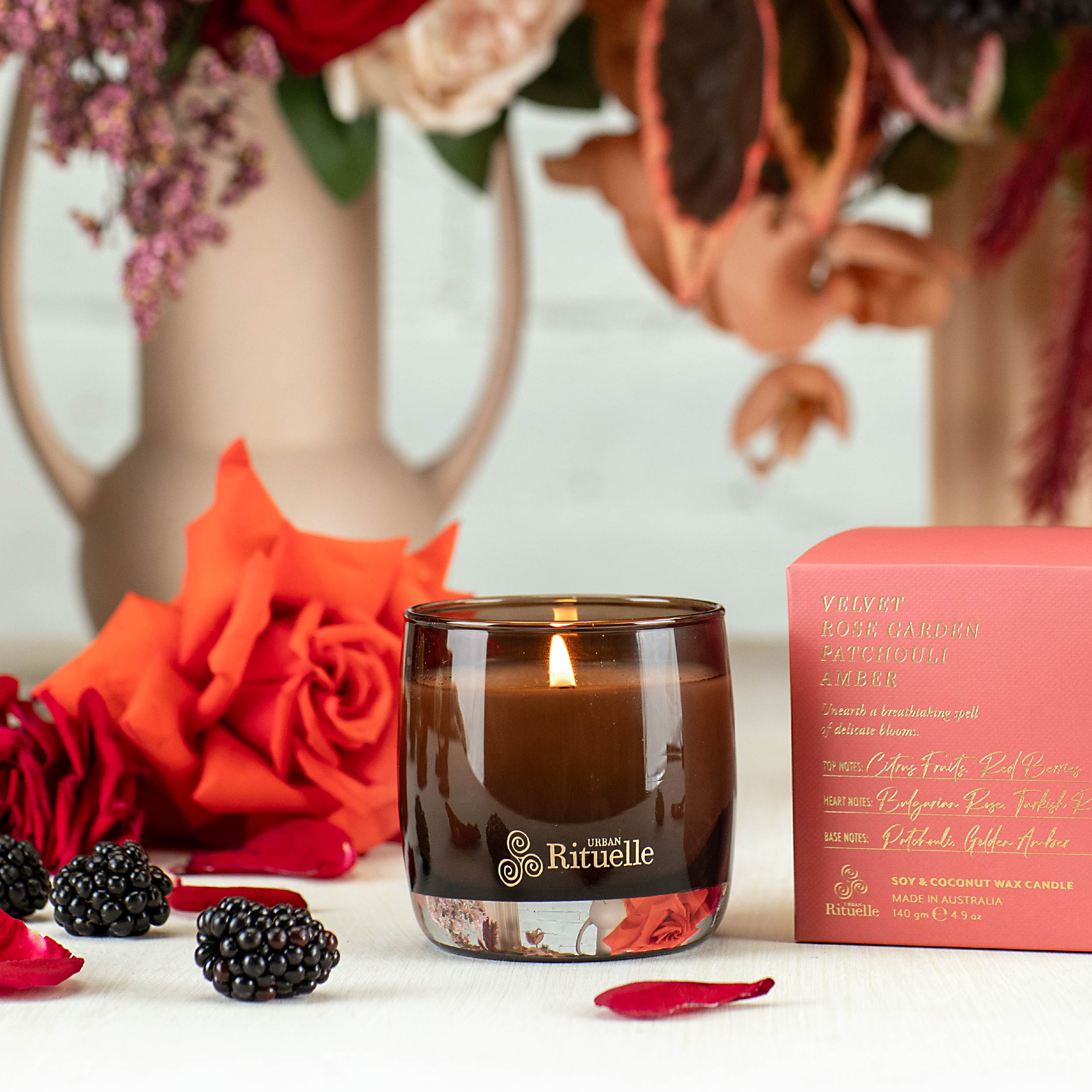 Velvet Rose Garden, Patchouli, Amber<br> TESTER: Scented Soy Candle - 140gm