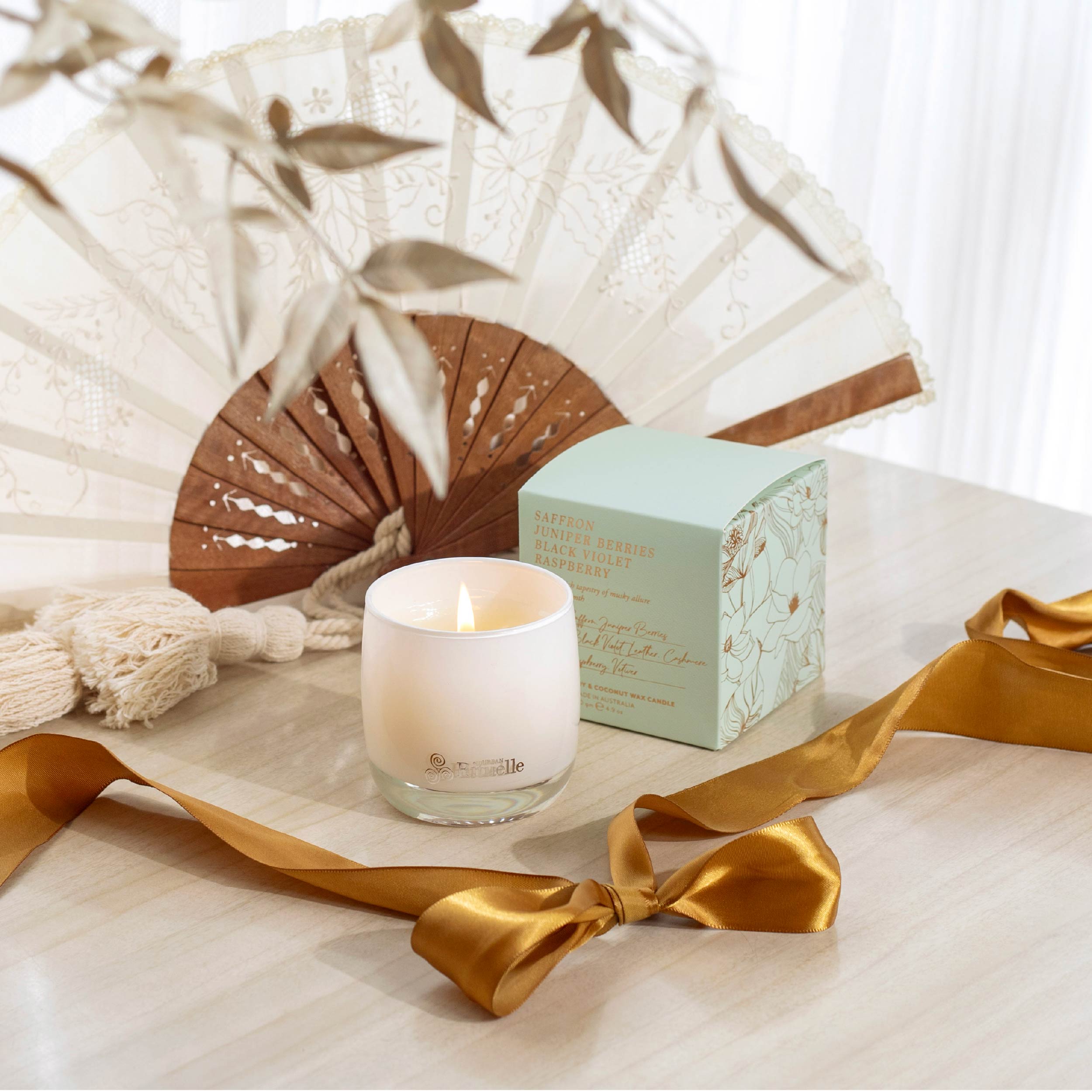 Saffron, Juniper Berries, Black Violet, Raspberry<br> Scented Soy Candle | 140gm