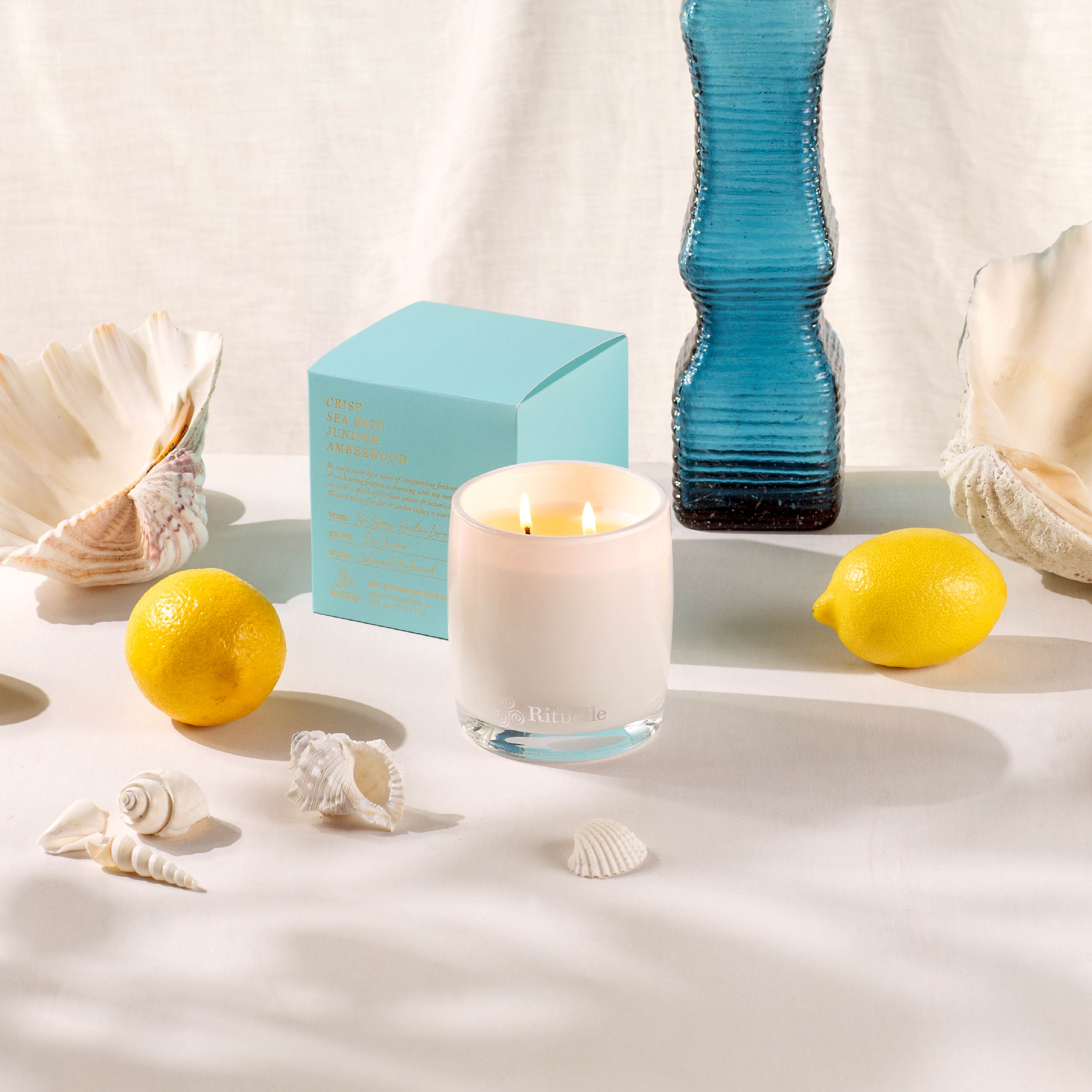 Crisp Sea Mist, Juniper, Amberwood<br> TESTER: Scented Soy Candle | 140gm