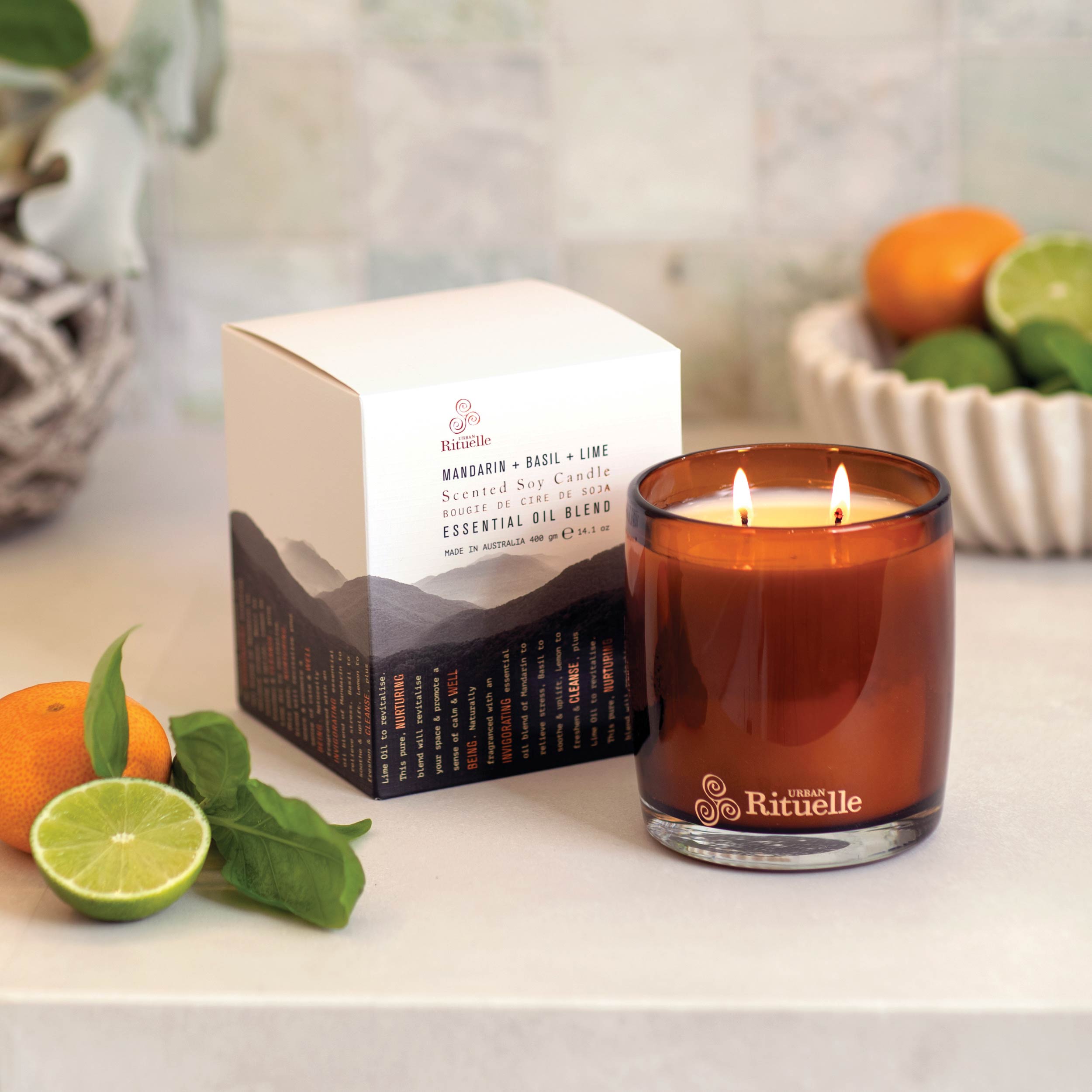 Mandarin, Basil & Lime<br> Scented Soy Candle | 400gm