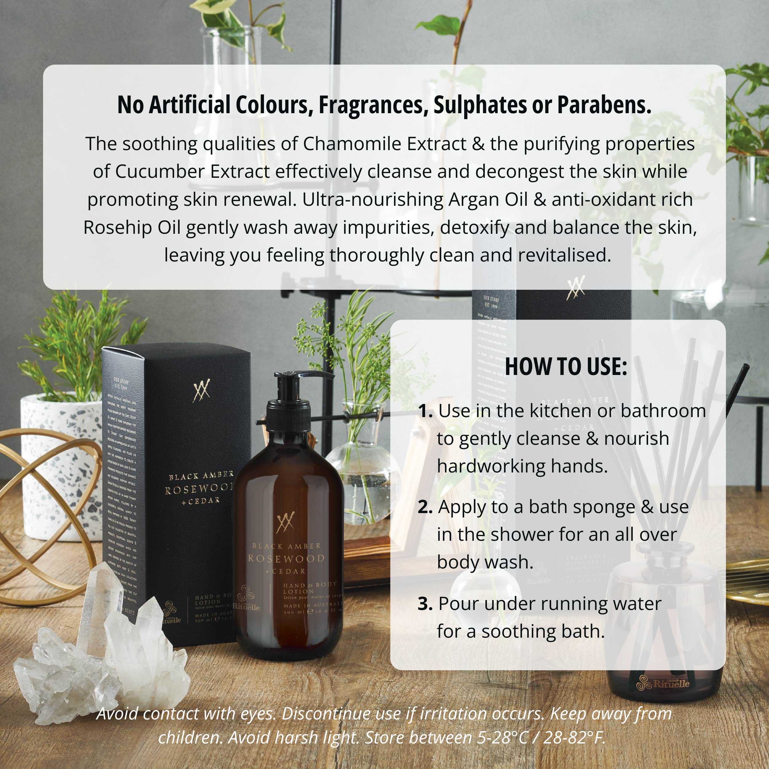 Black Amber, Rosewood & Cedar<br> Hand & Body Lotion | 500ml