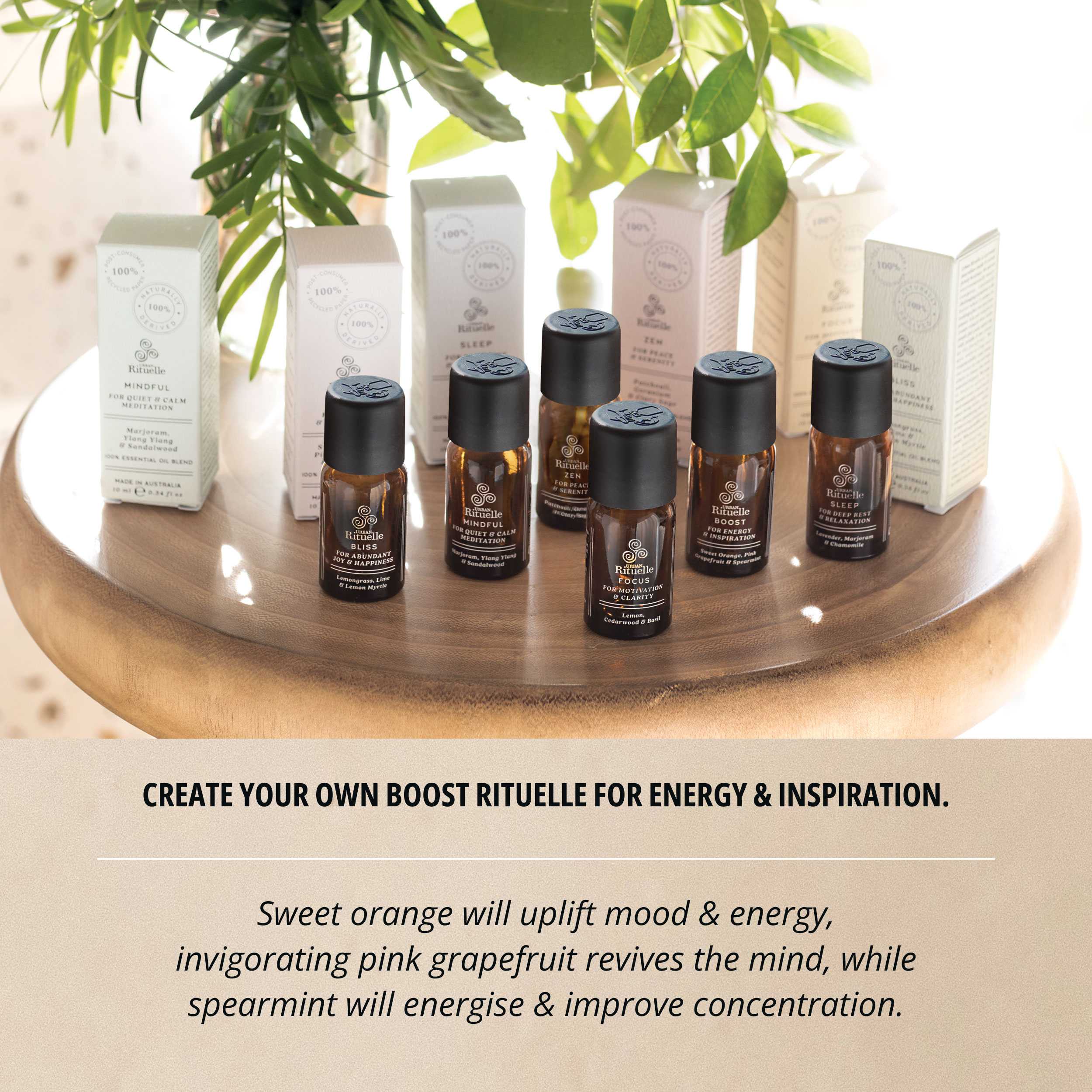 Natural Remedy - Wellness Rituelles 100% Essential Oil Blends - Boost: Sweet Orange, Pink Grapefruit & Spearmint