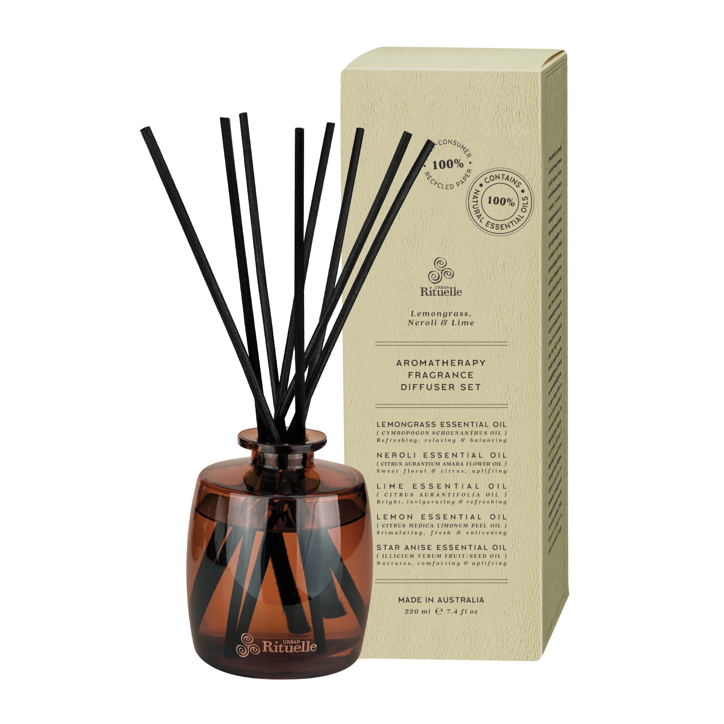 Lemongrass, Neroli & Lime<br> Aromatherapy Fragrance Diffuser Set | 220ml