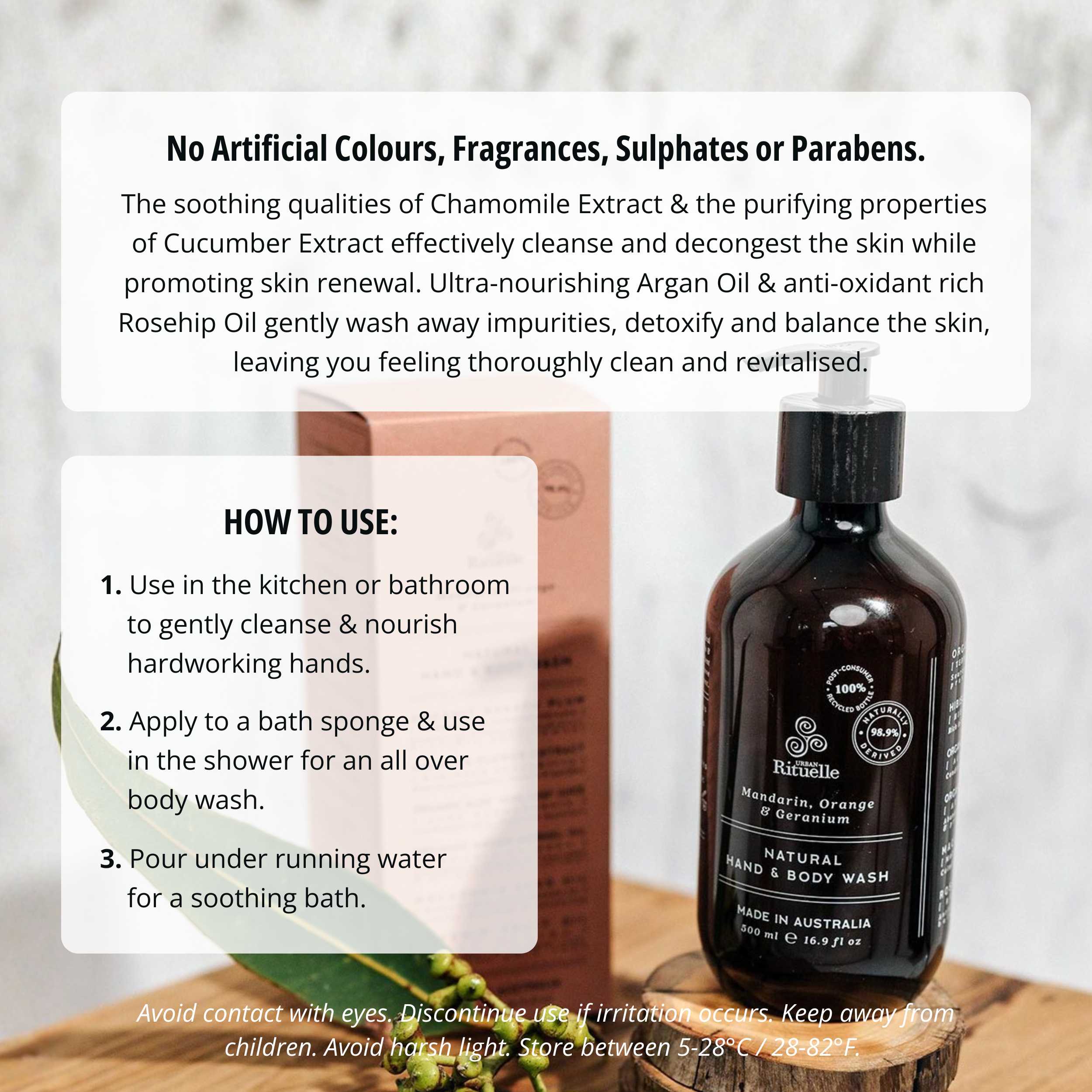 Mandarin, Orange & Geranium<br> Natural Hand & Body Wash | 500ml