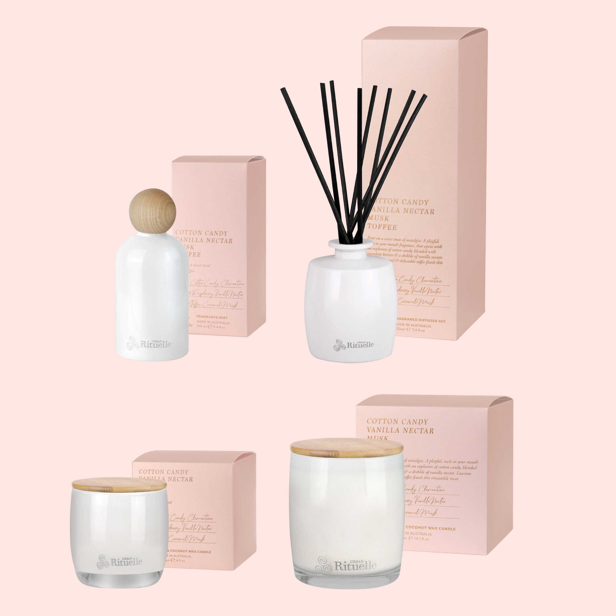 Apotheca Single Fragrance Package - Cotton Candy, Vanilla Nectar, Musk, Toffee