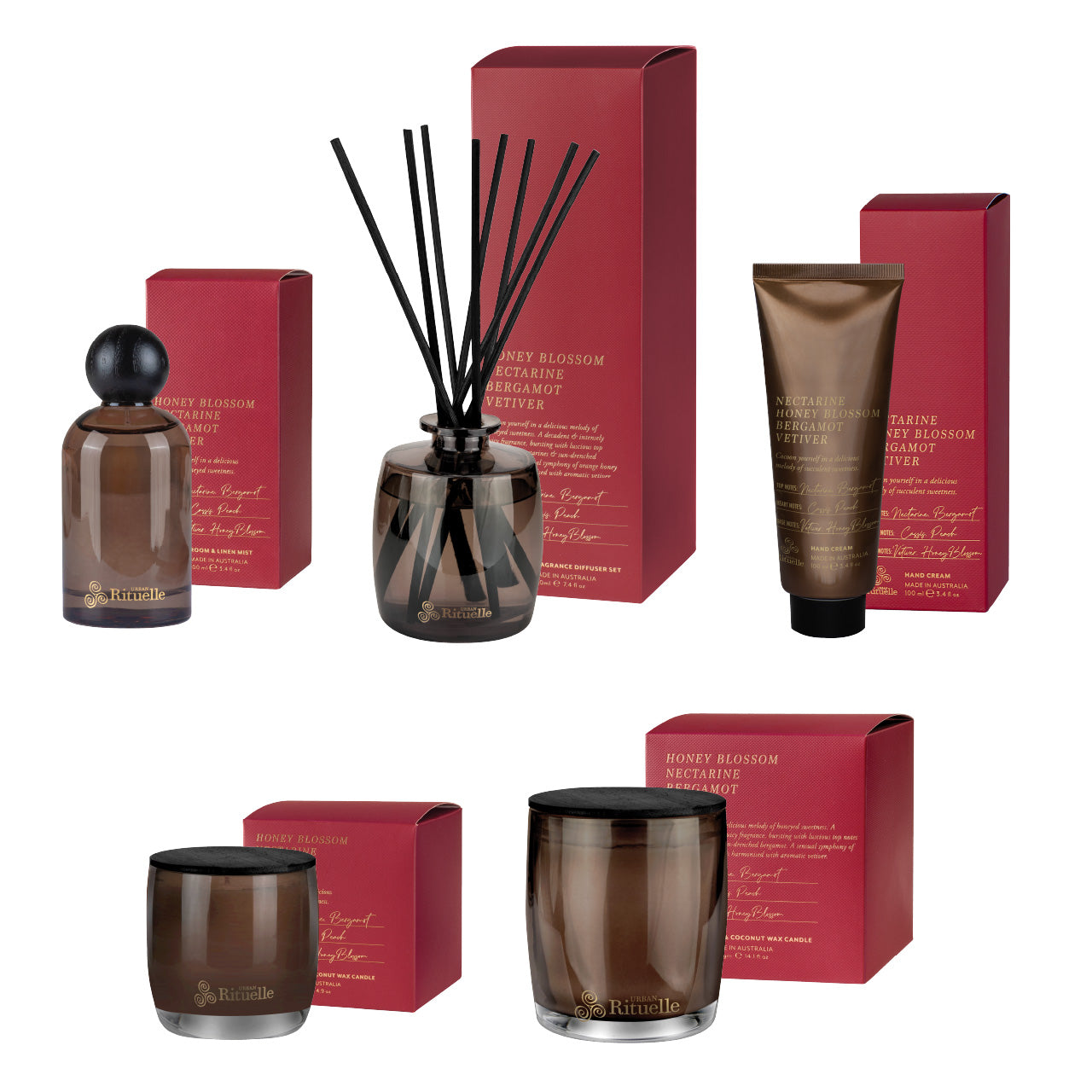 Apotheca Single Fragrance Package - Nectarine, Honey Blossom, Bergamot, Vetiver