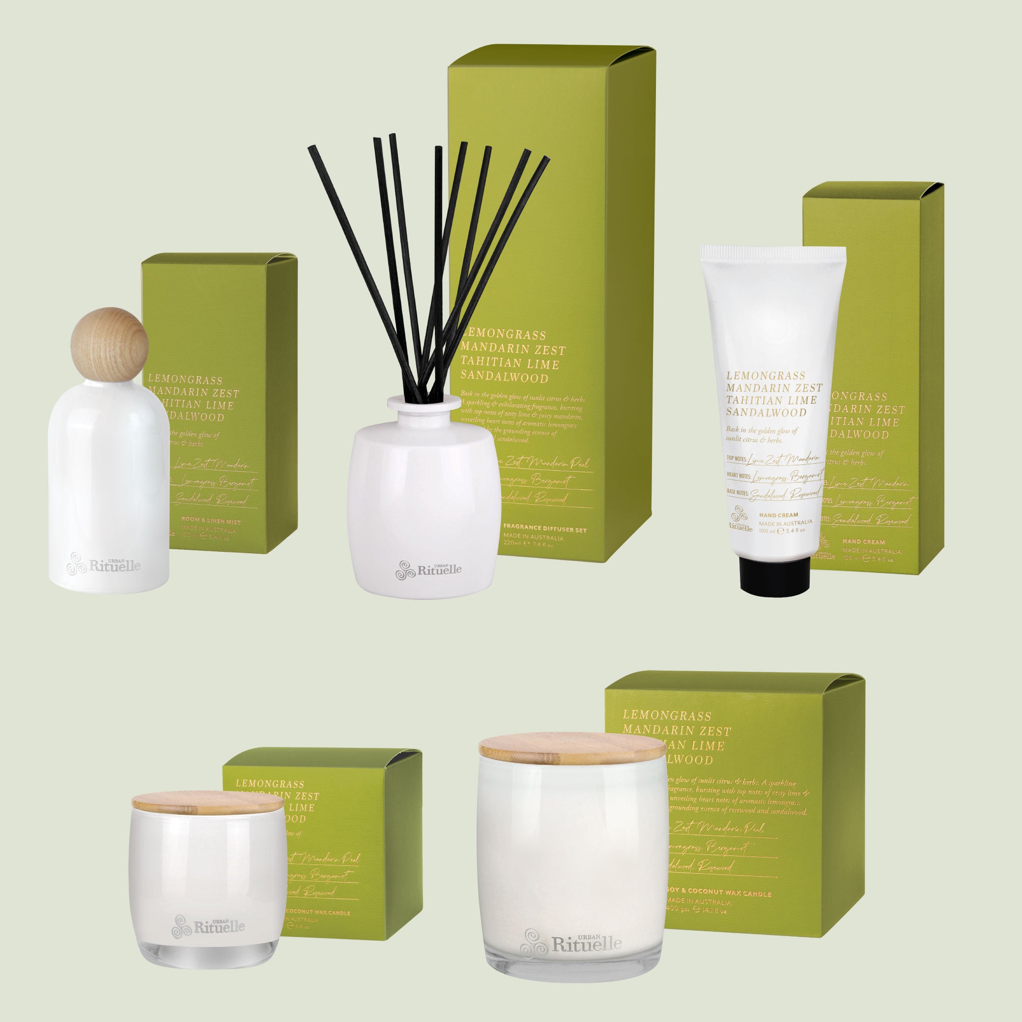 Apotheca Single Fragrance Package - Lemongrass, Mandarin Zest, Tahitian Lime, Sandalwood