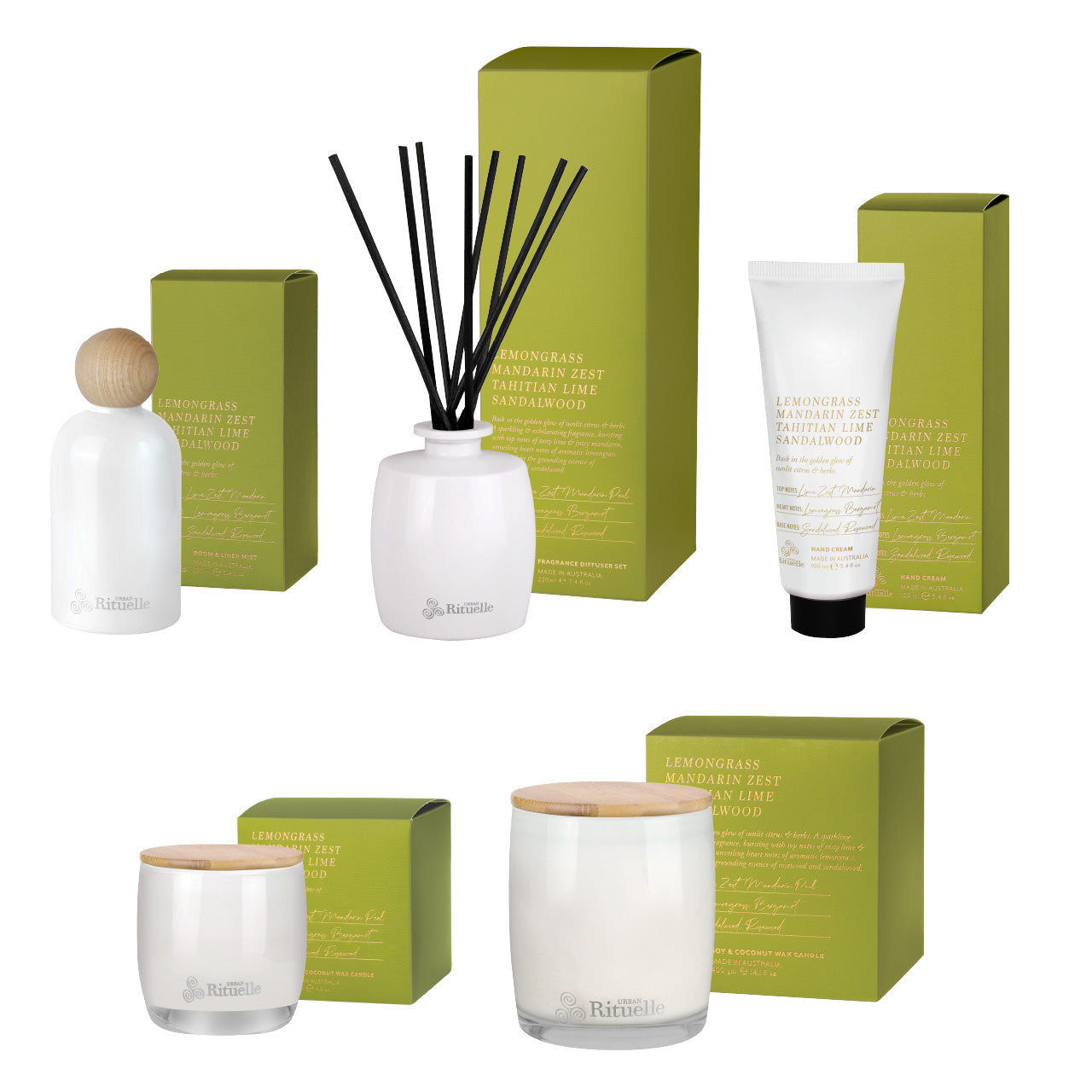 Apotheca Single Fragrance Package - Lemongrass, Mandarin Zest, Tahitian Lime, Sandalwood