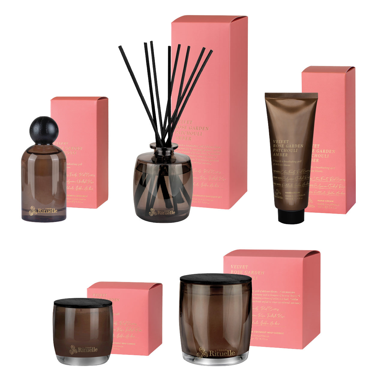 Apotheca Single Fragrance Package - Velvet Rose Garden, Patchouli, Amber