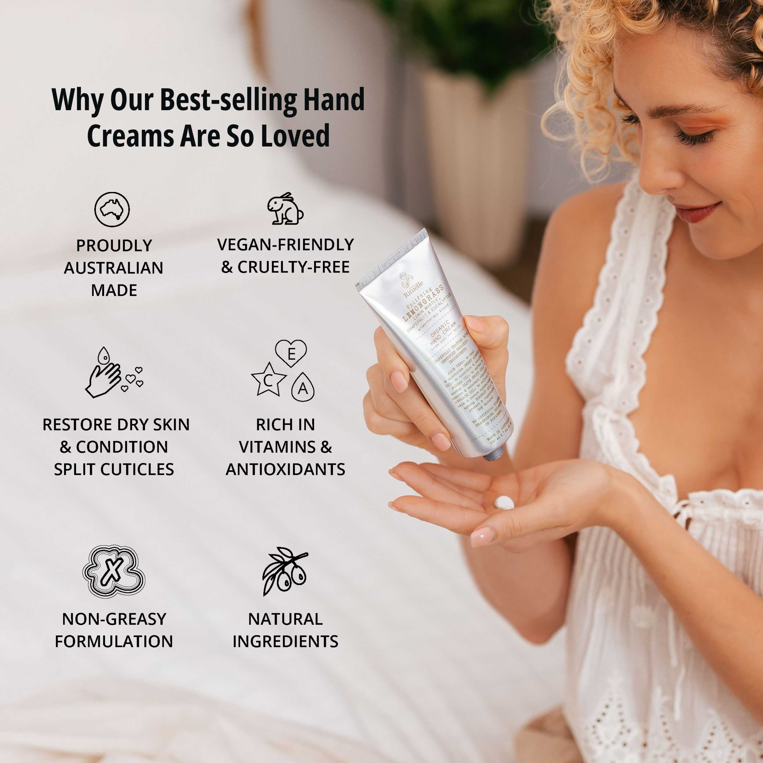 Lemongrass, Lemon Myrtle, Grapefruit & Eucalyptus<br> Organic Hand Cream | 100ml