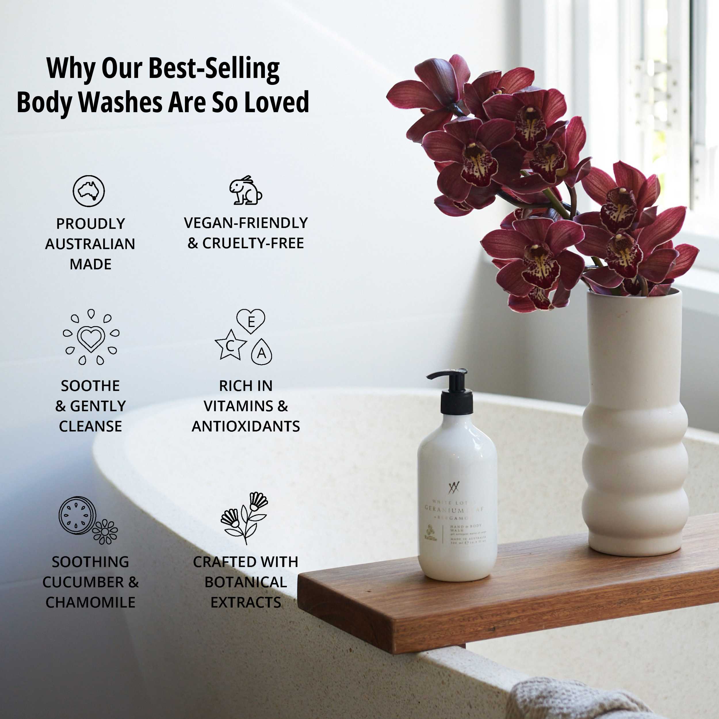 White Lotus, Geranium Leaf & Bergamot<br> Hand & Body Wash | 500ml