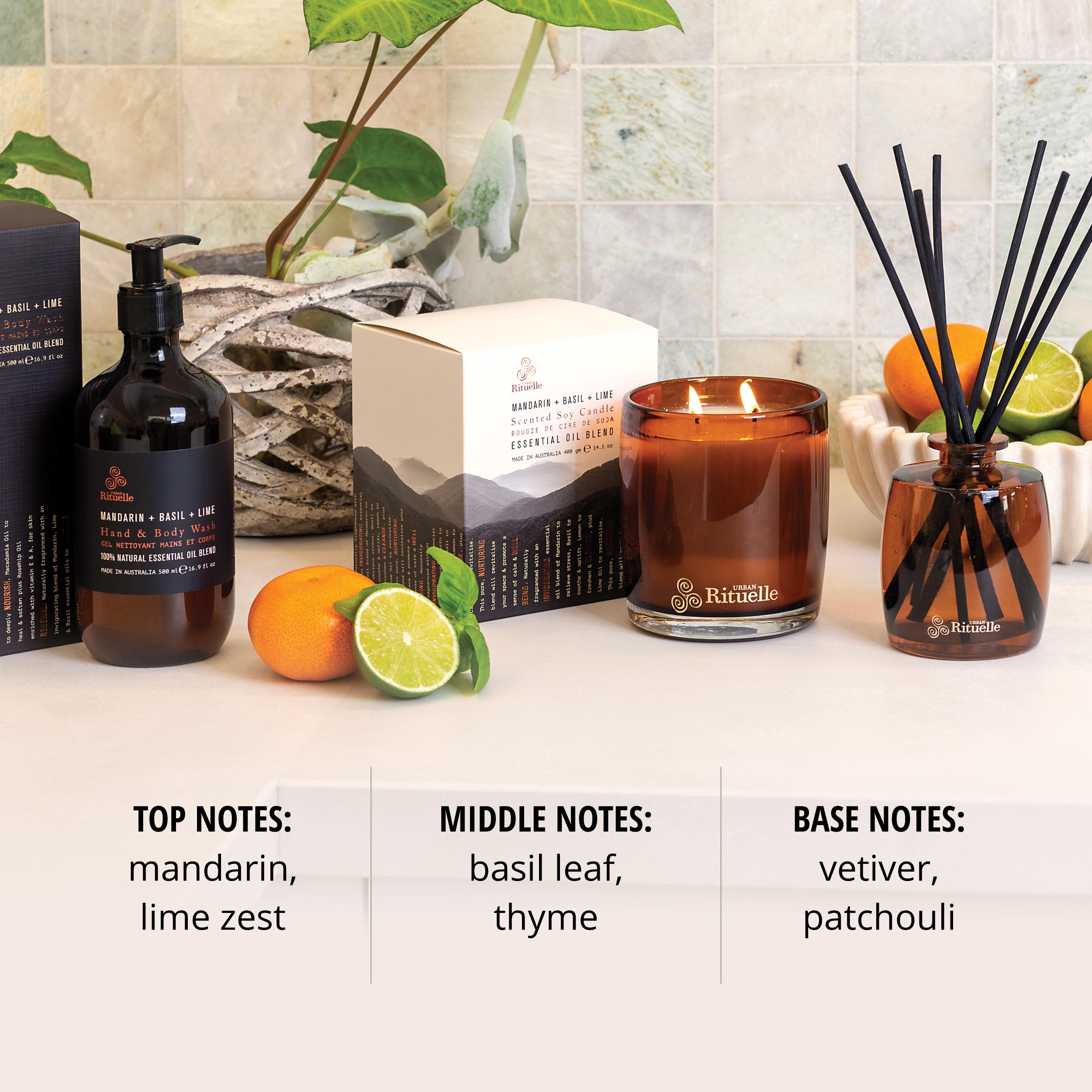 Mandarin, Basil & Lime<br> Scented Soy Candle | 140gm