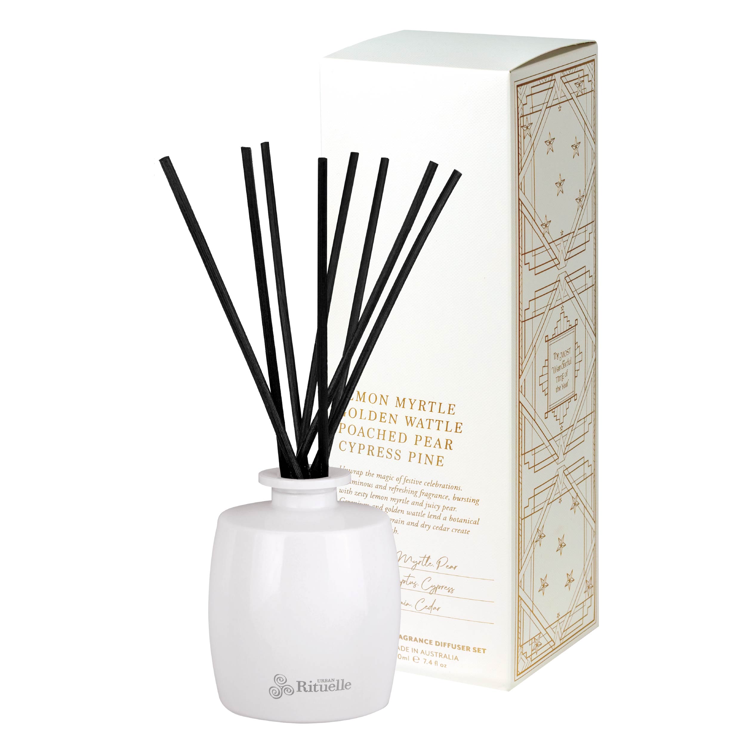 Lemon Myrtle, Golden Wattle, Poached Pear, Cypress Pine <br>TESTER: Fragrance Diffuser Set | 220ml