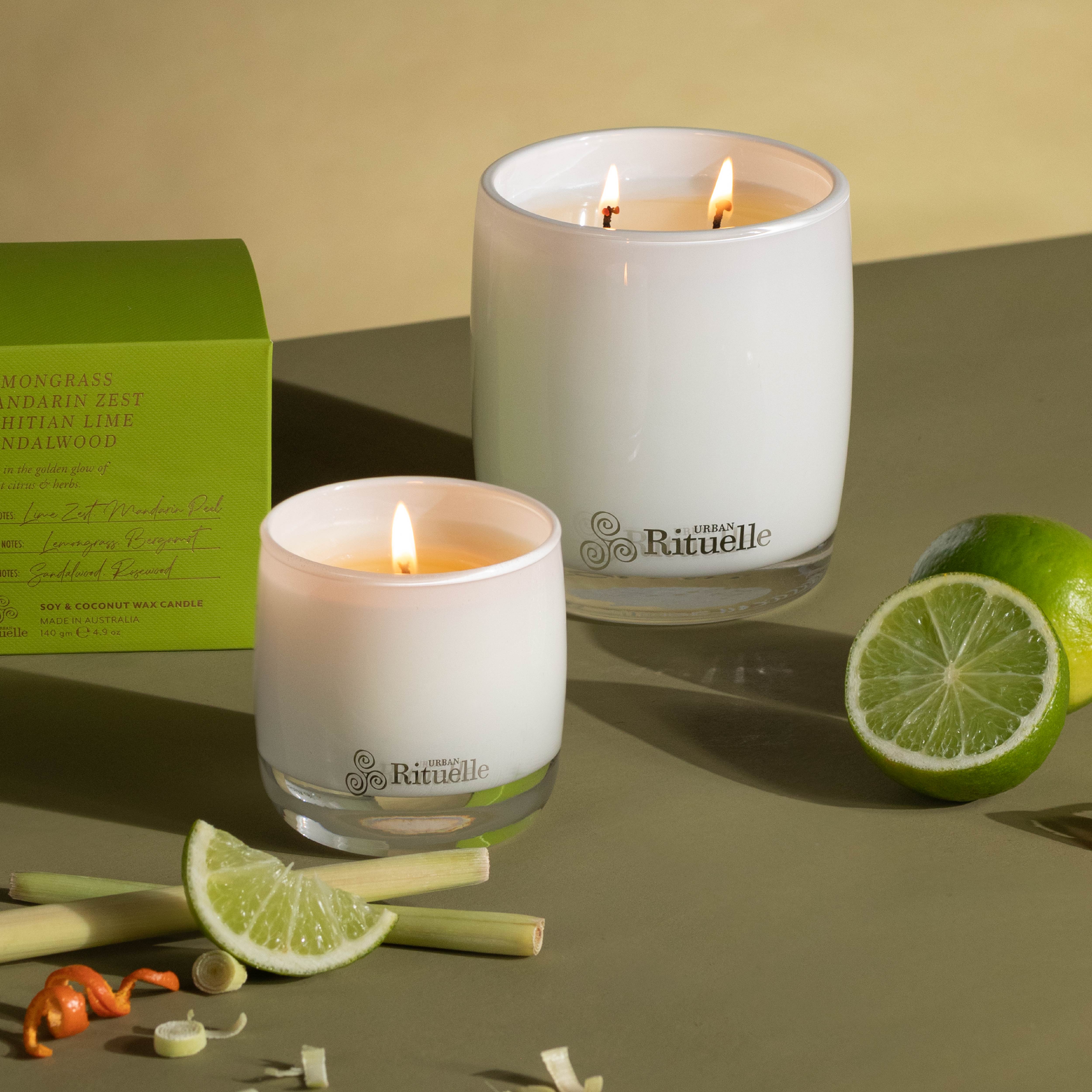 Lemongrass, Mandarin Zest, Tahitian Lime, Sandalwood<br> Scented Soy Candle | 140gm