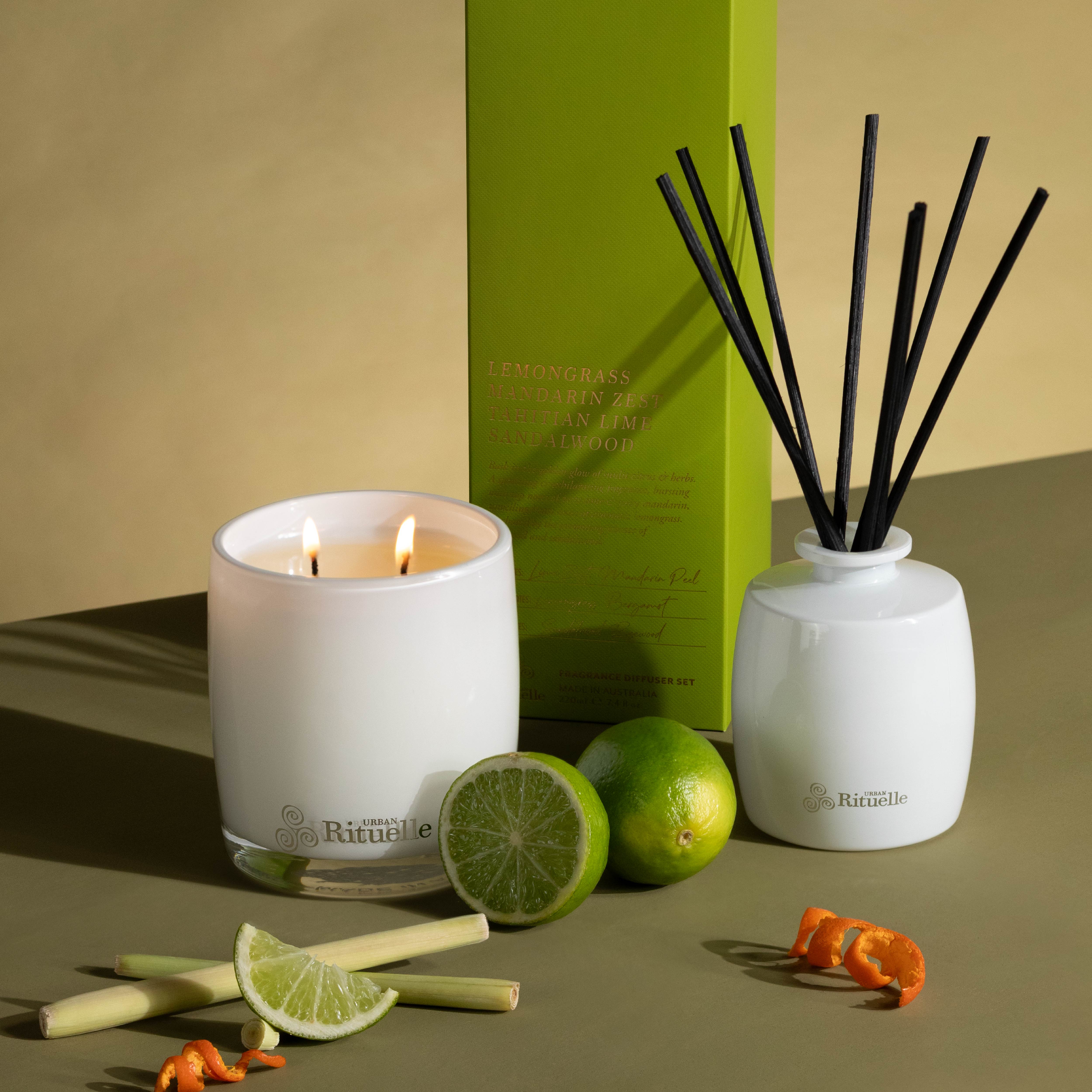 Lemongrass, Mandarin Zest, Tahitian Lime, Sandalwood<br> Fragrance Diffuser Set | 220ml