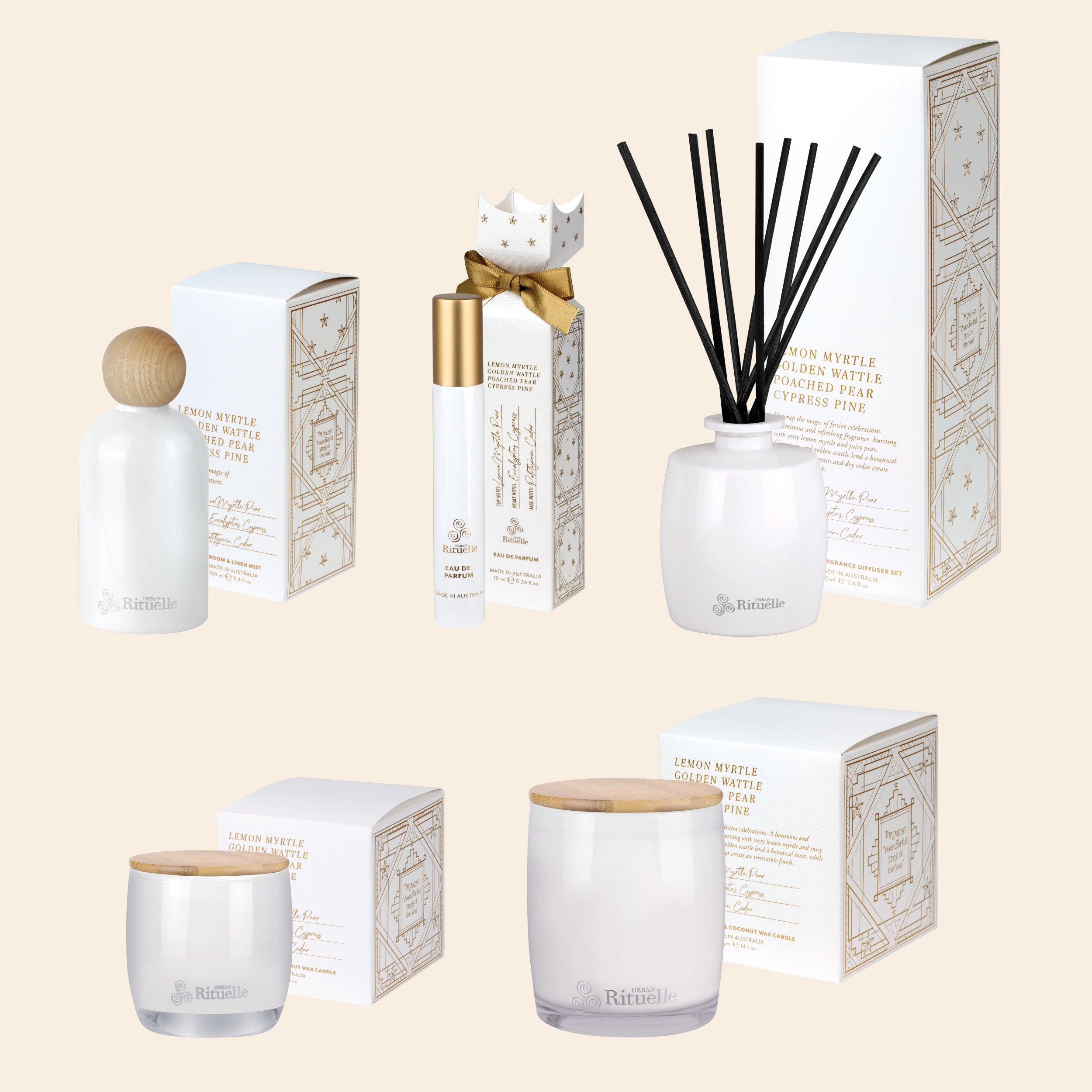 Apotheca Single Fragrance Package - Lemon Myrtle, Golden Wattle, Poached Pear, Cypress Pine