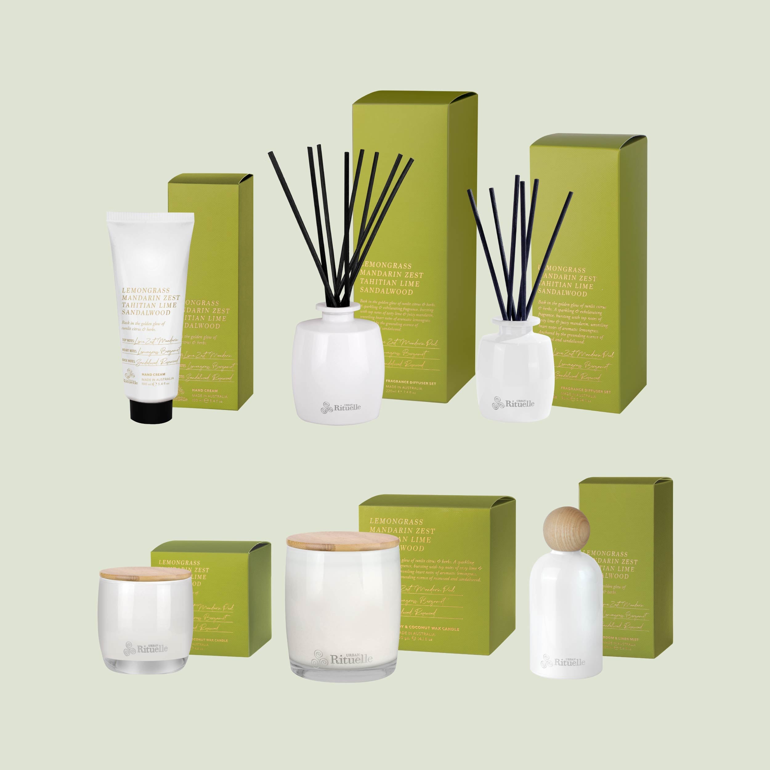 Apotheca Single Fragrance Package - Lemongrass, Mandarin Zest, Tahitian Lime, Sandalwood