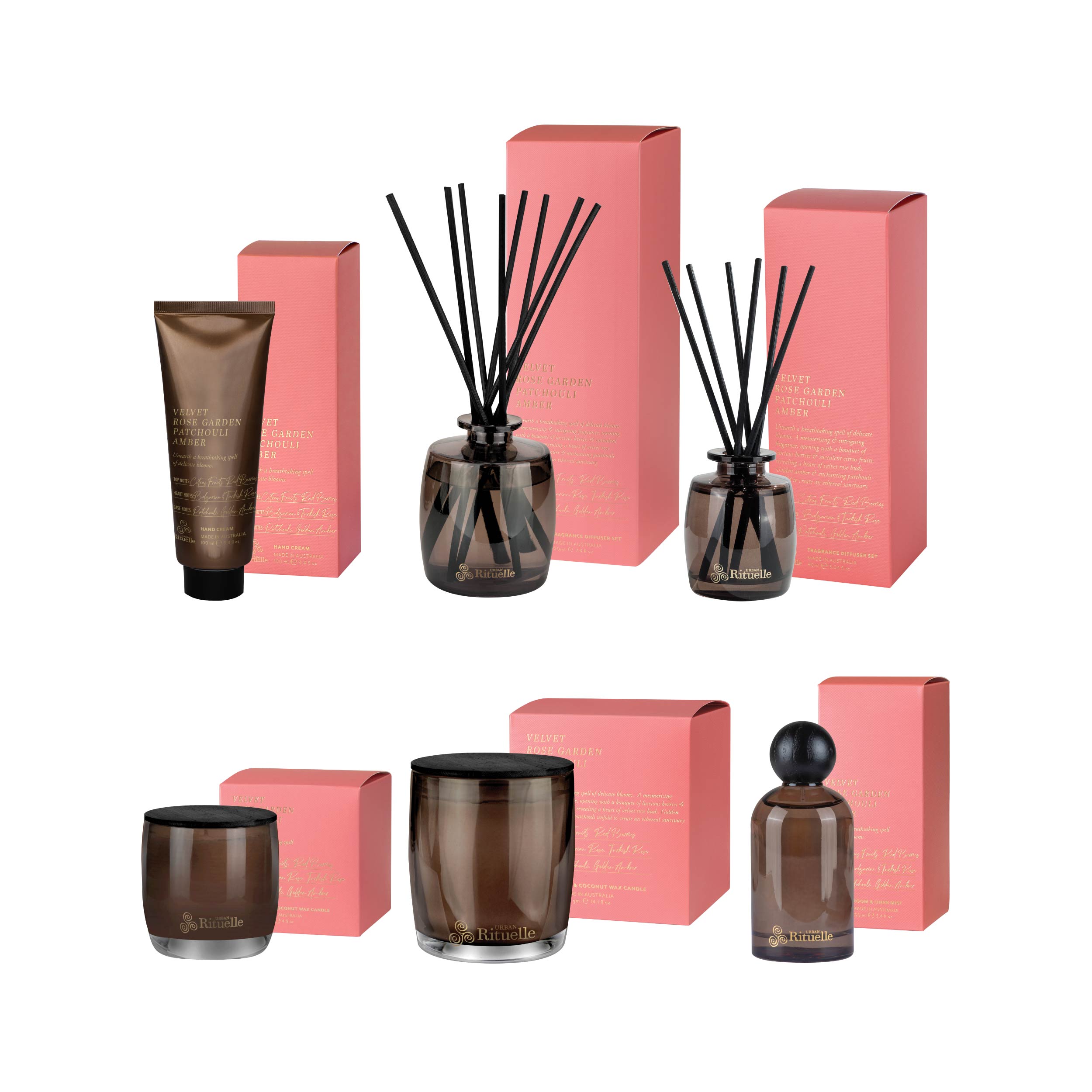 Apotheca Single Fragrance Package - Velvet Rose Garden, Patchouli, Amber
