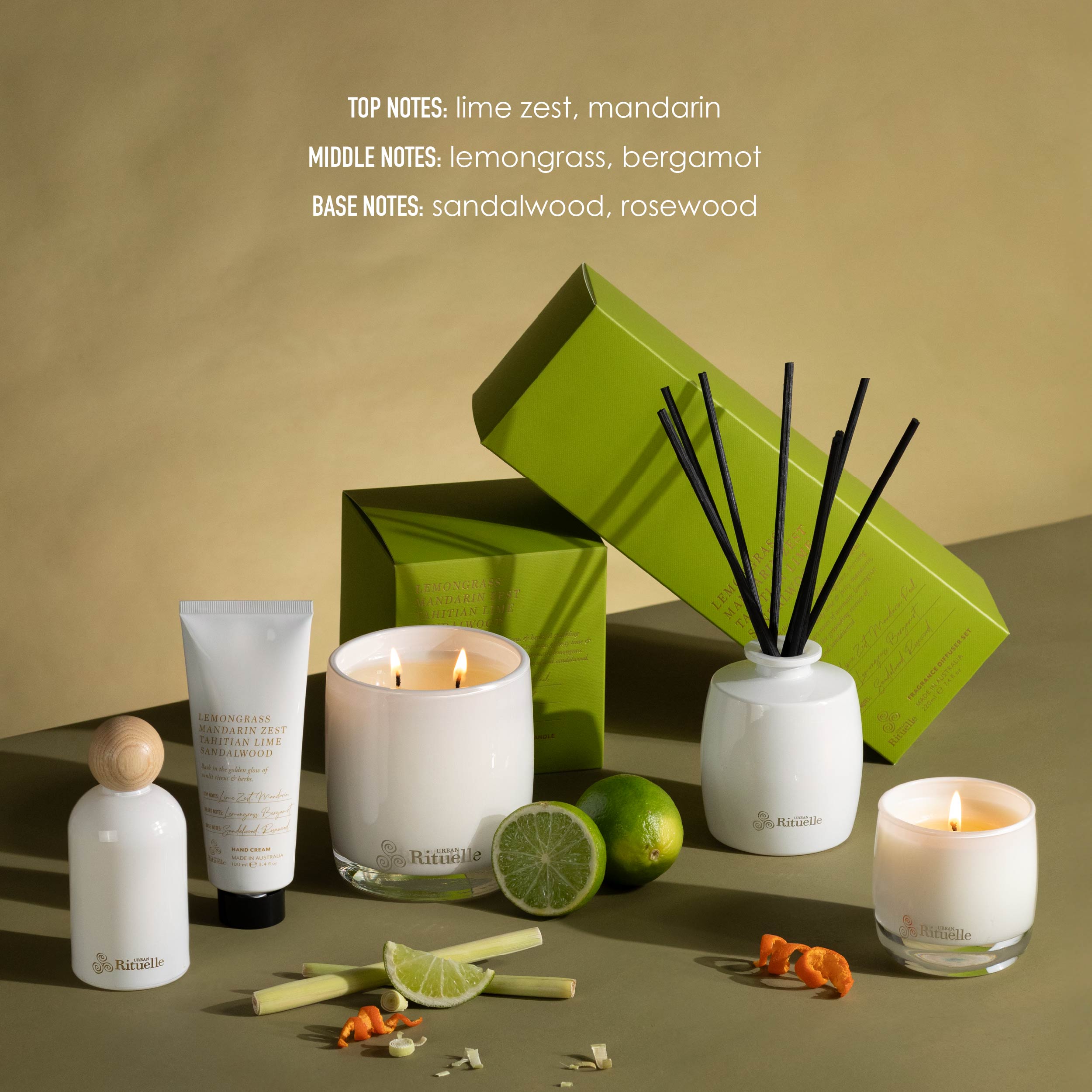 Apotheca Single Fragrance Package - Lemongrass, Mandarin Zest, Tahitian Lime, Sandalwood