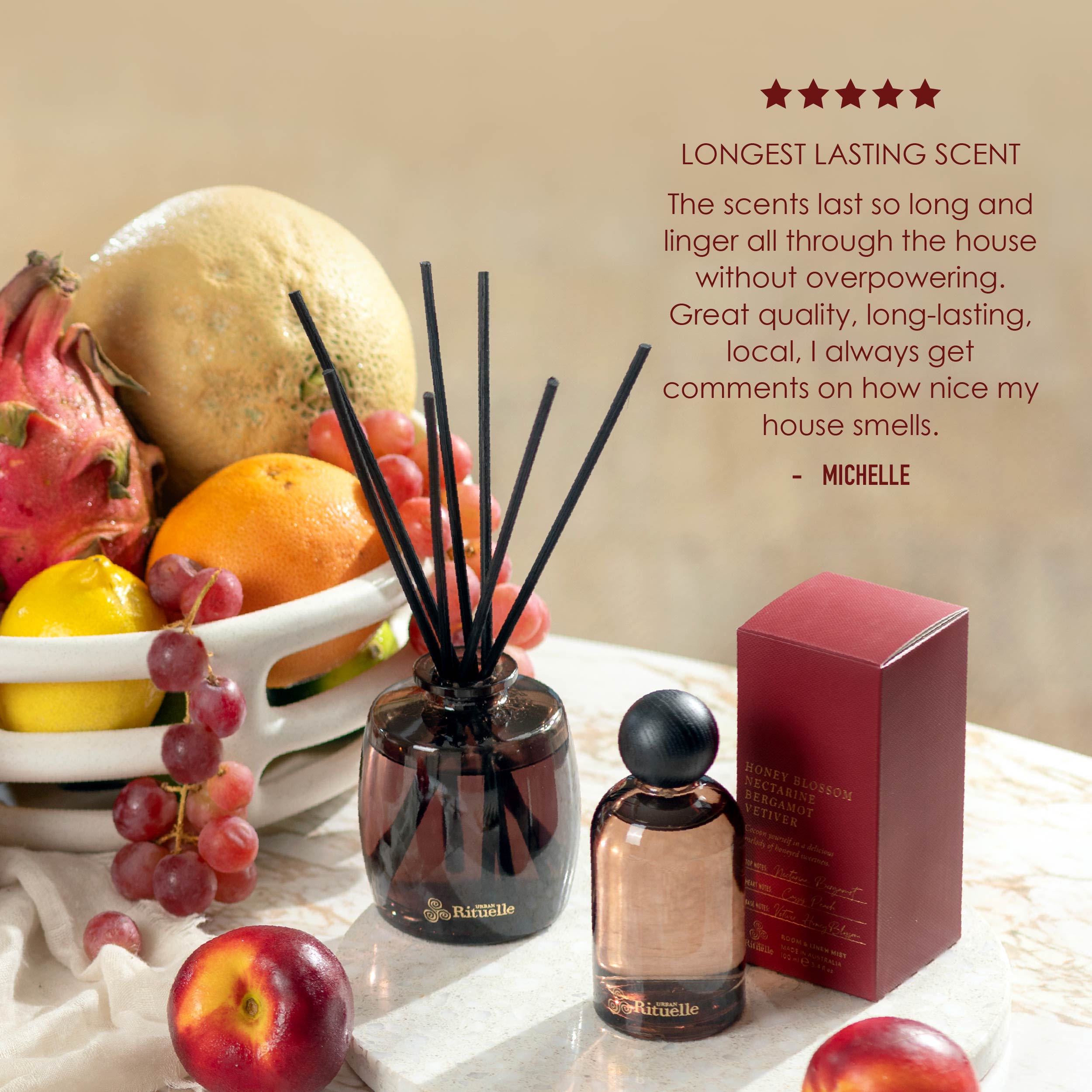 Nectarine, Honey Blossom, Bergamot, Vetiver<br> Room & Linen Mist | 100ml