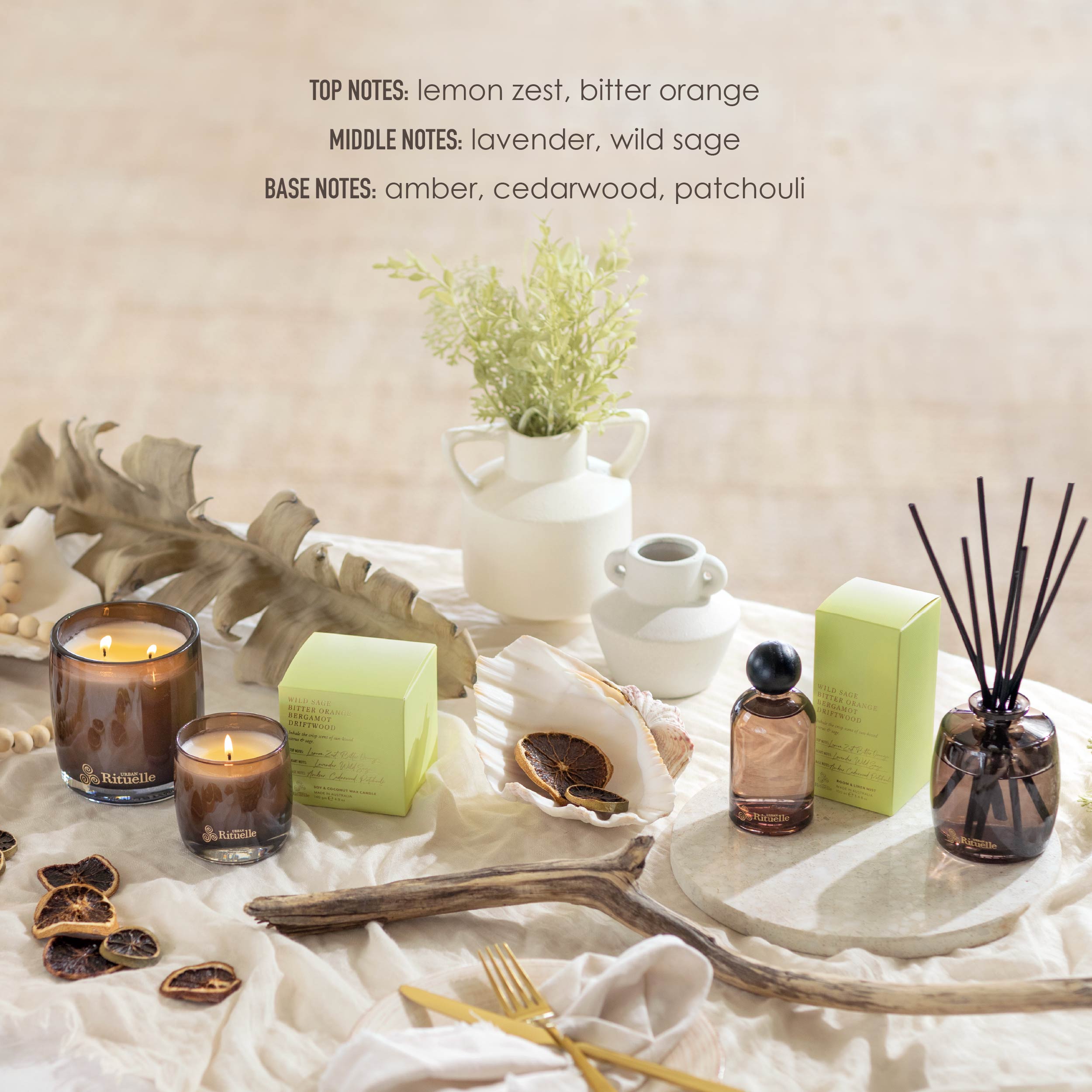 Apotheca Single Fragrance Package - Wild Sage, Bitter Orange, Bergamot, Driftwood