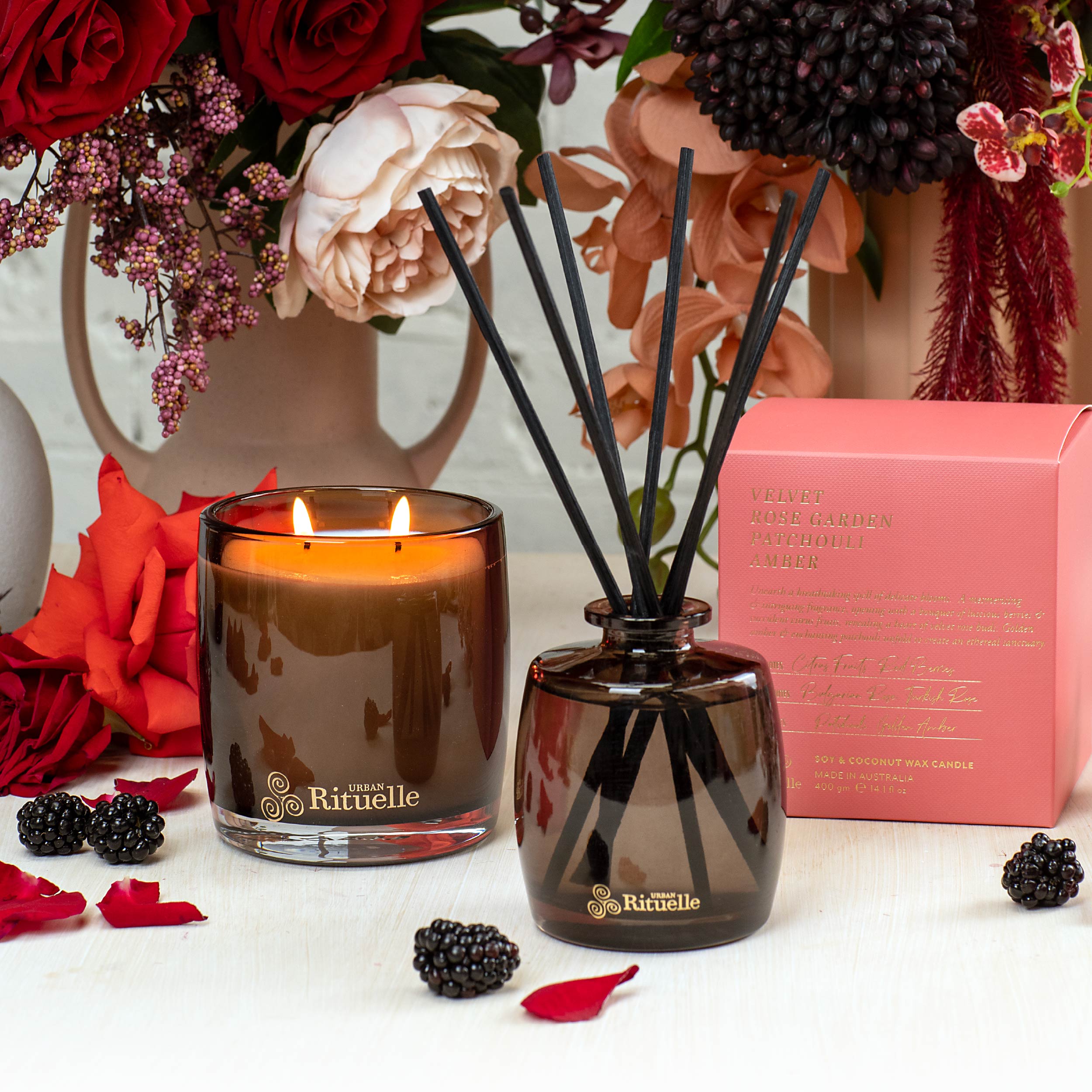 Velvet Rose Garden, Patchouli, Amber<br> Scented Soy Candle | 140gm