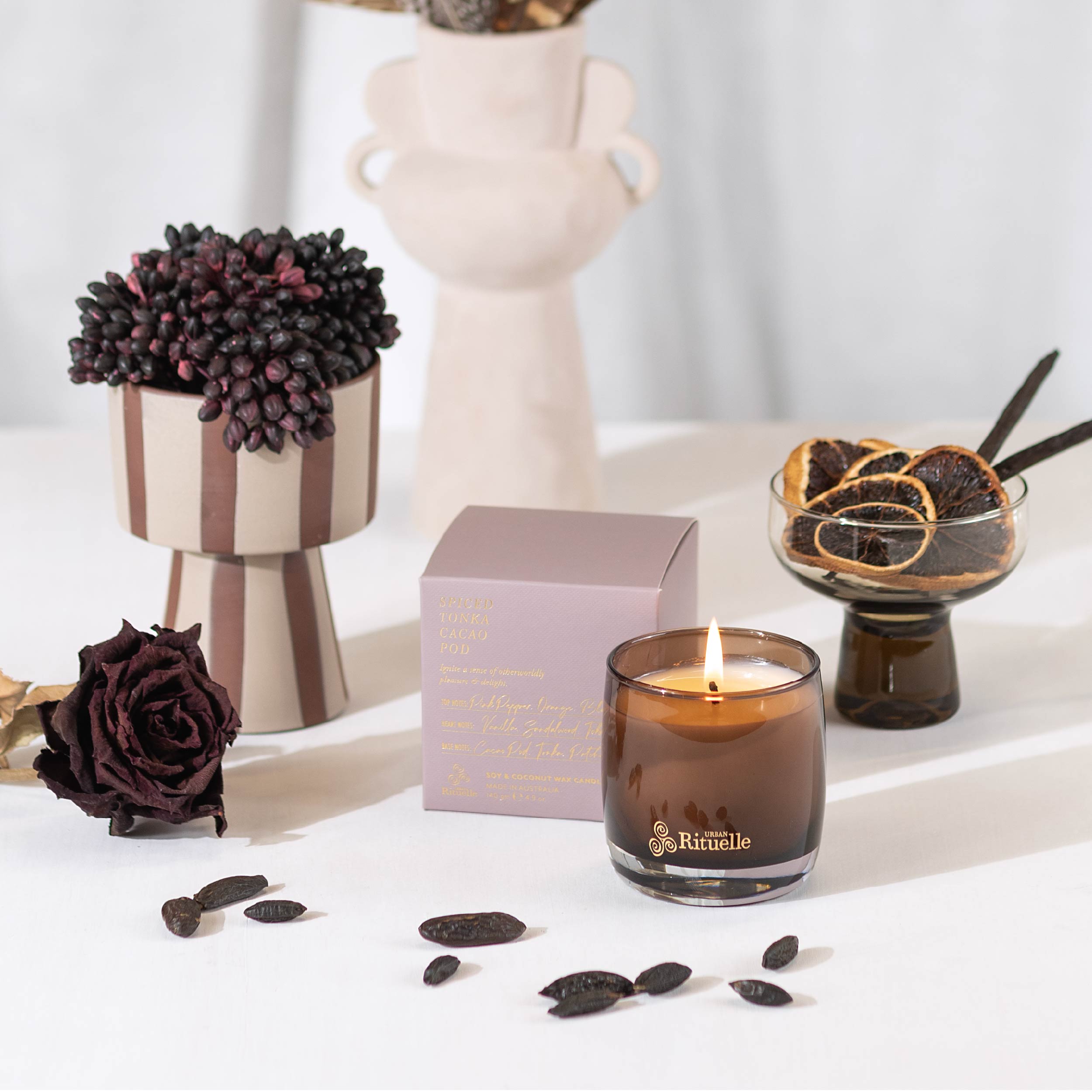 Spiced Tonka, Cacao Pod<br> TESTER: Scented Soy Candle - 140gm