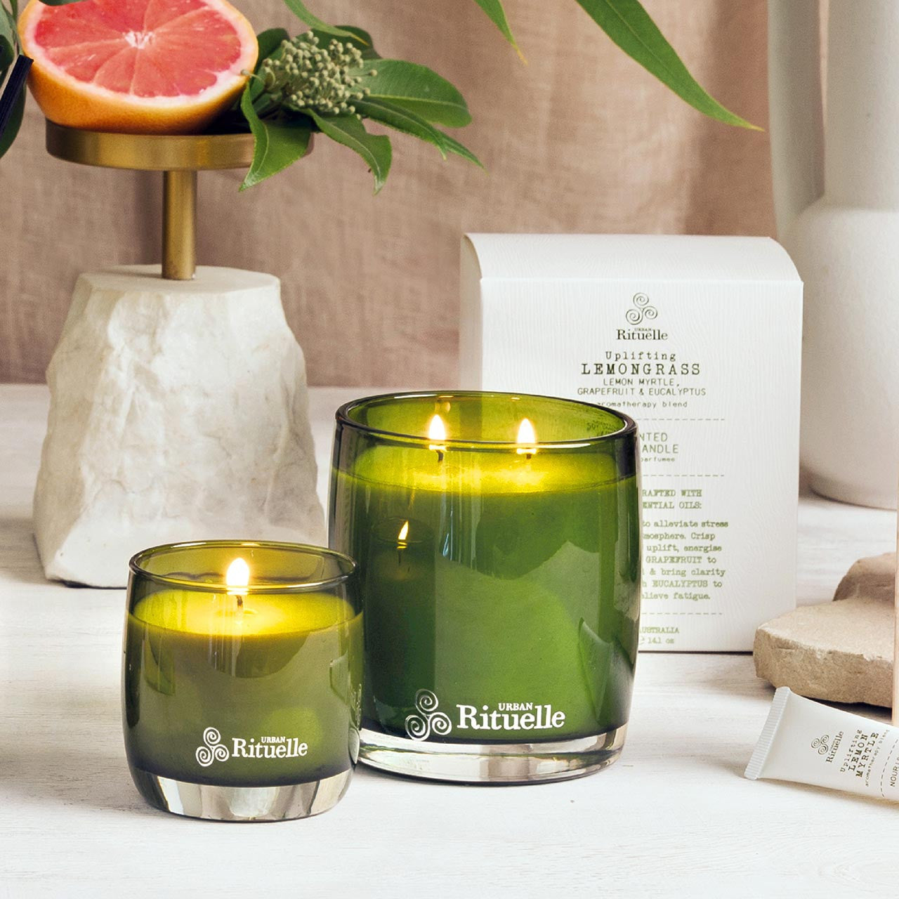 Lemongrass, Lemon Myrtle, Grapefruit & Eucalyptus<br> Scented Soy Candle | 140gm