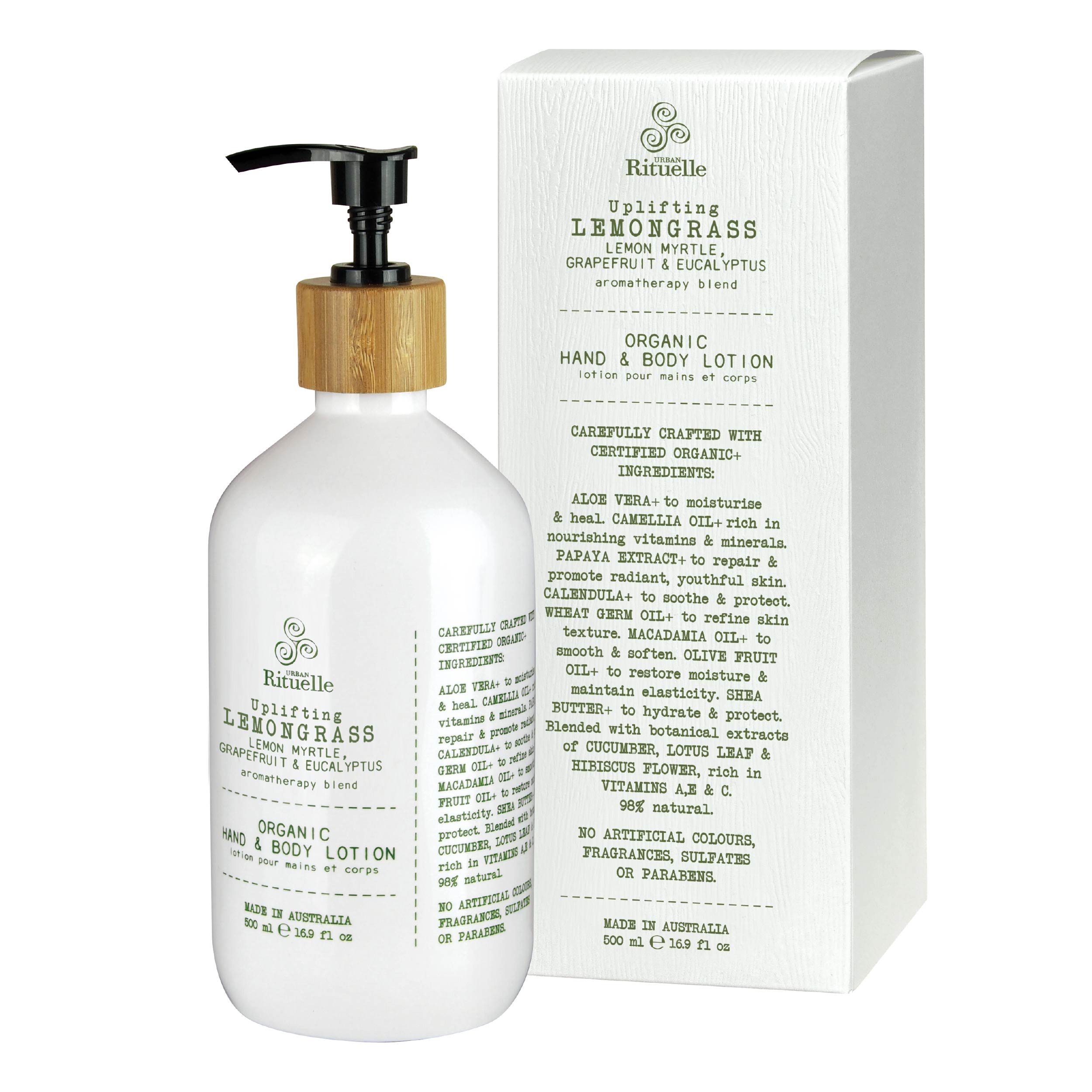 Lemongrass, Lemon Myrtle, Grapefruit & Eucalyptus<br> Organic Hand & Body Lotion | 500ml