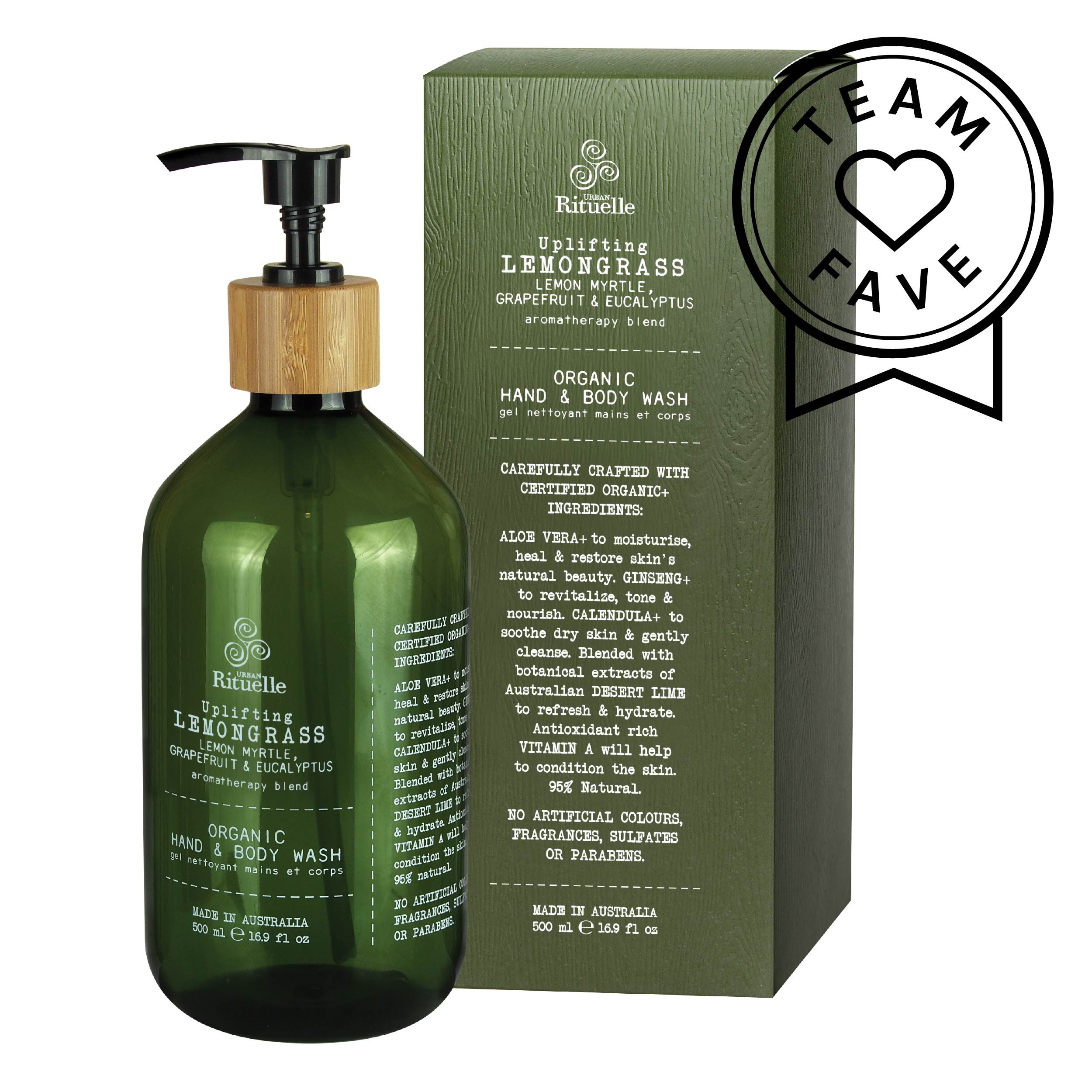 Lemongrass, Lemon Myrtle, Grapefruit & Eucalyptus<br> Organic Hand & Body Wash | 500ml