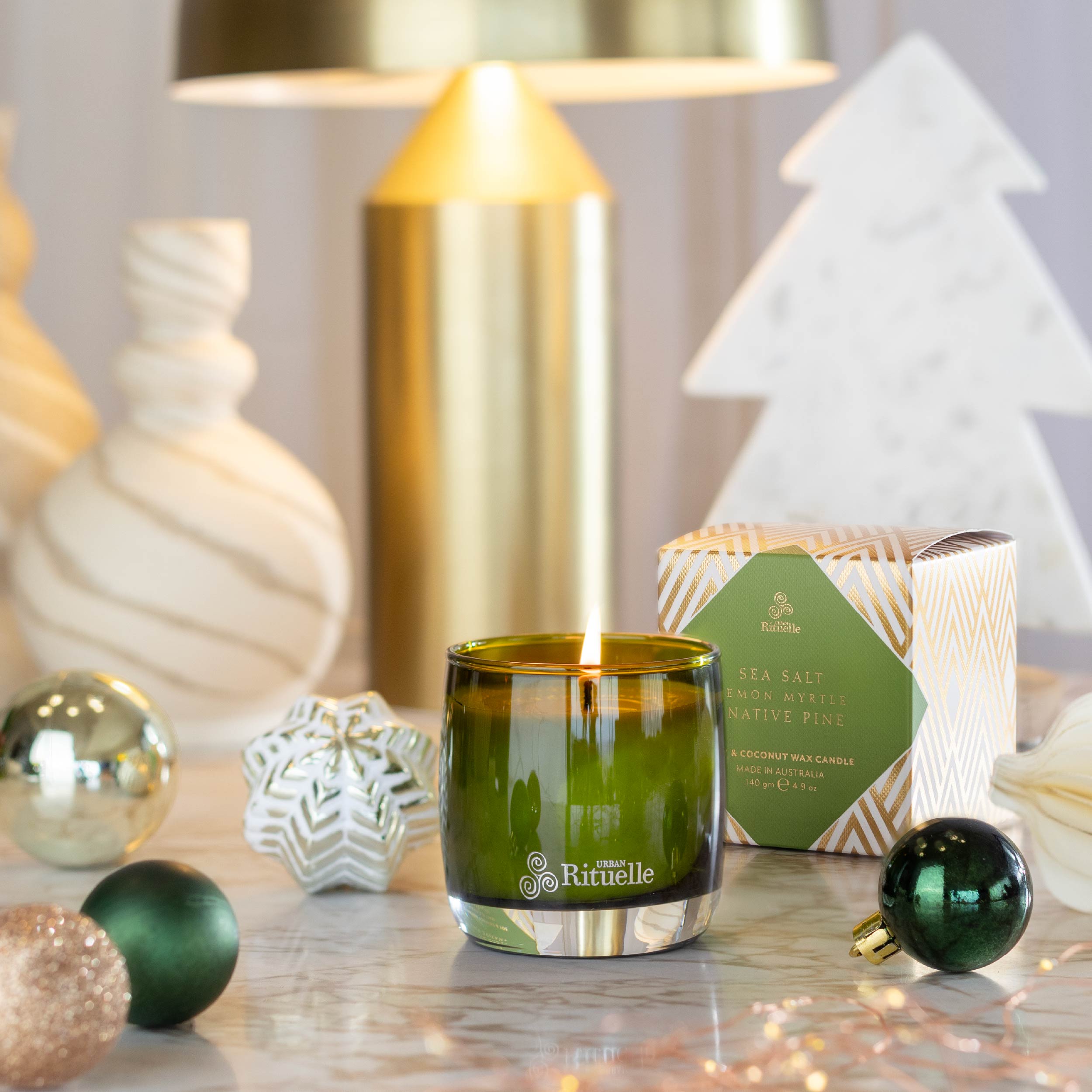 Sea Salt, Lemon Myrtle + Native Pine <br> Scented Soy Candle | 140gm