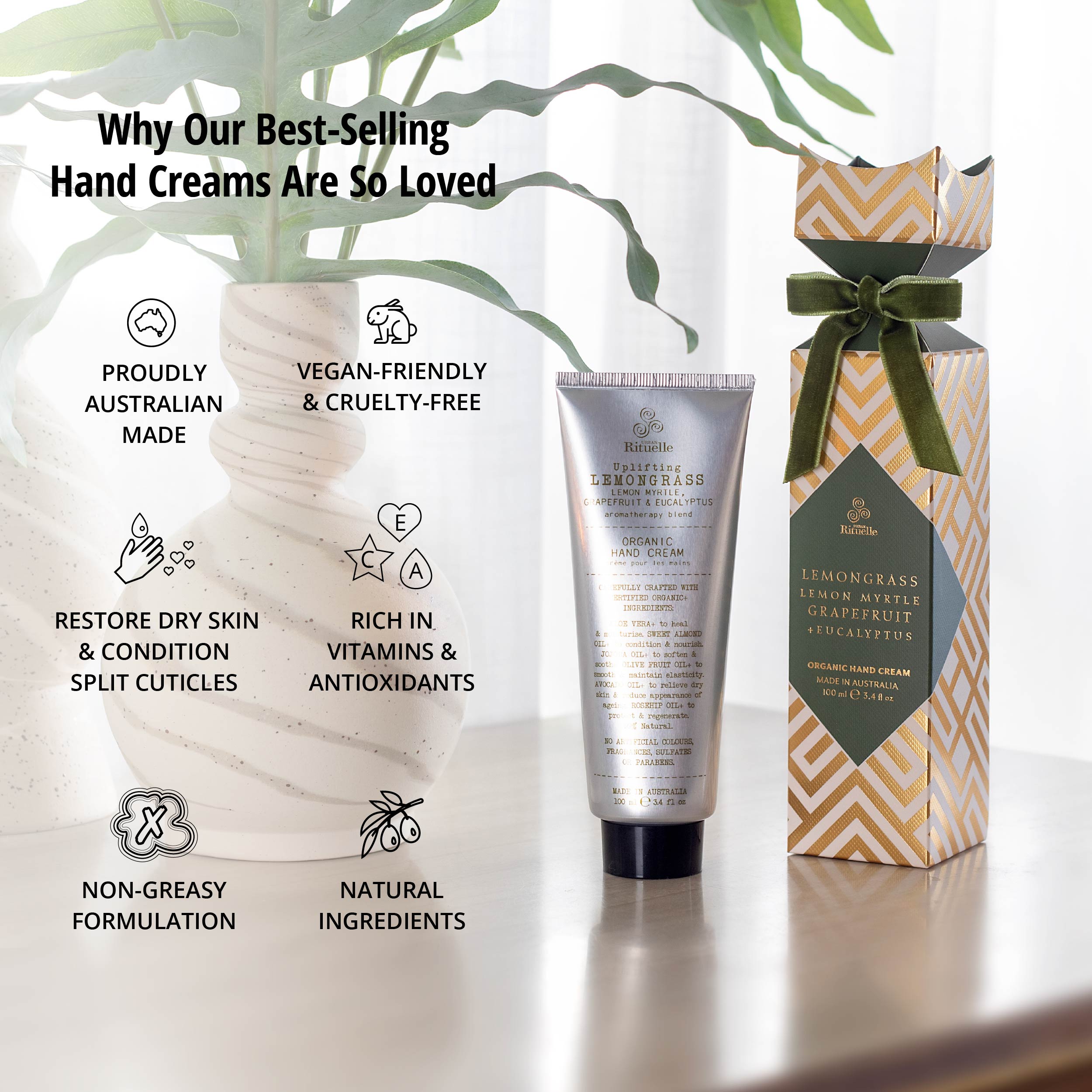 Lemongrass, Lemon Myrtle, Grapefruit & Eucalyptus<br> Hand Cream Bon Bon | 100ml