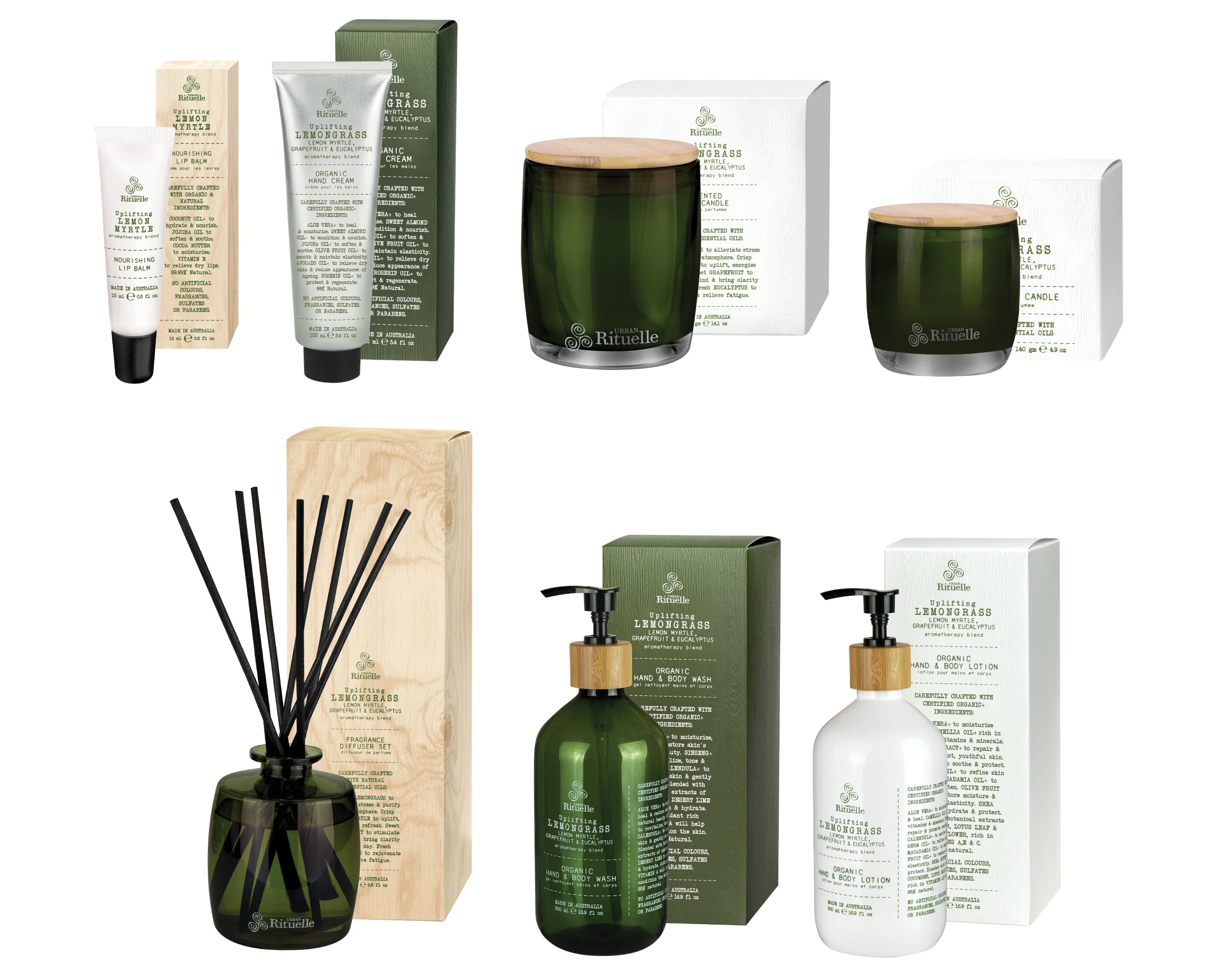 Flourish Organics<br> Single Fragrance Package - Lemongrass, Lemon Myrtle, Grapefruit & Eucalyptus